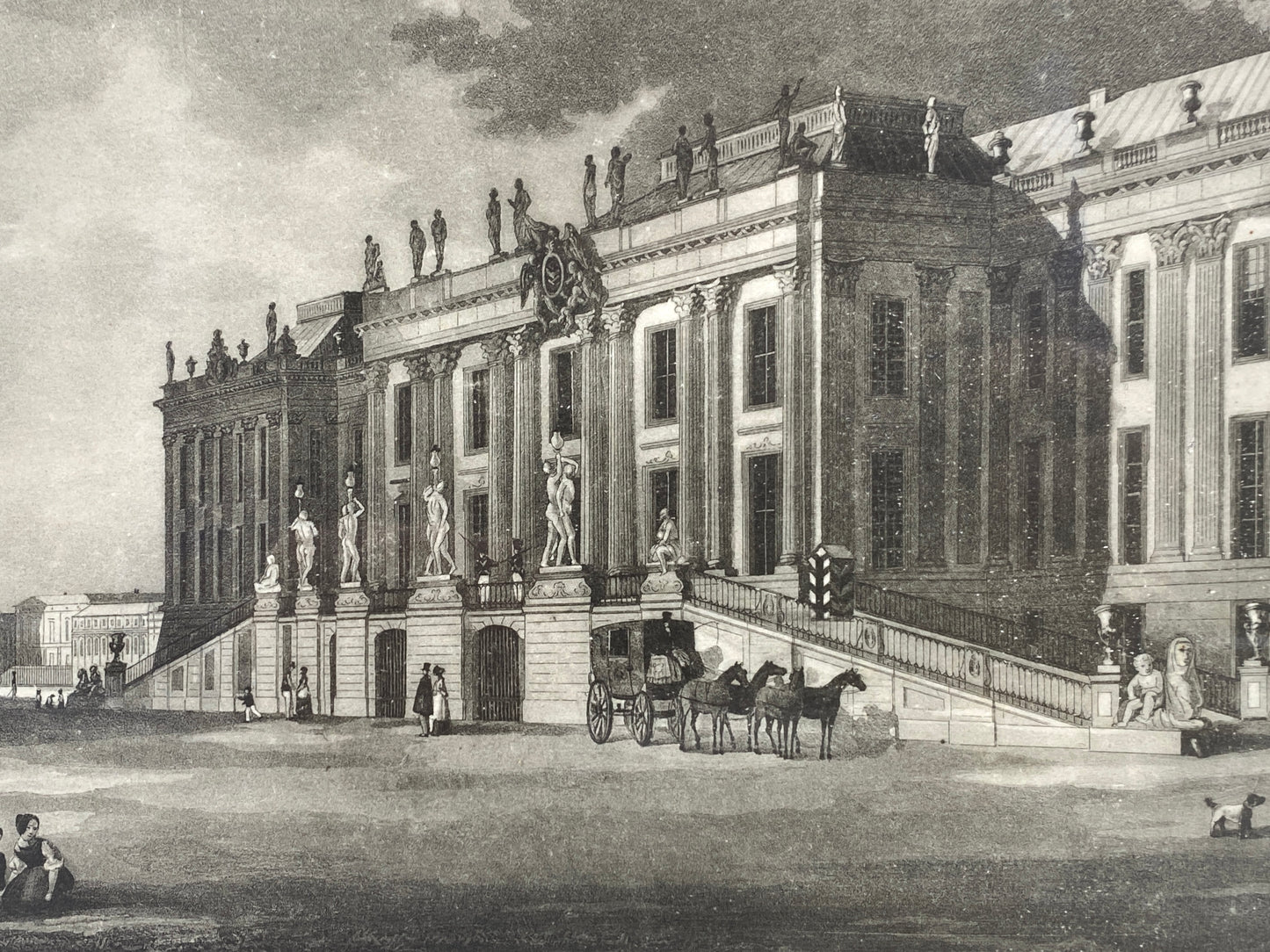 Aquatinta-Radierung von Potsdam, gezeichnet von Carl Julius Henning, um 1850