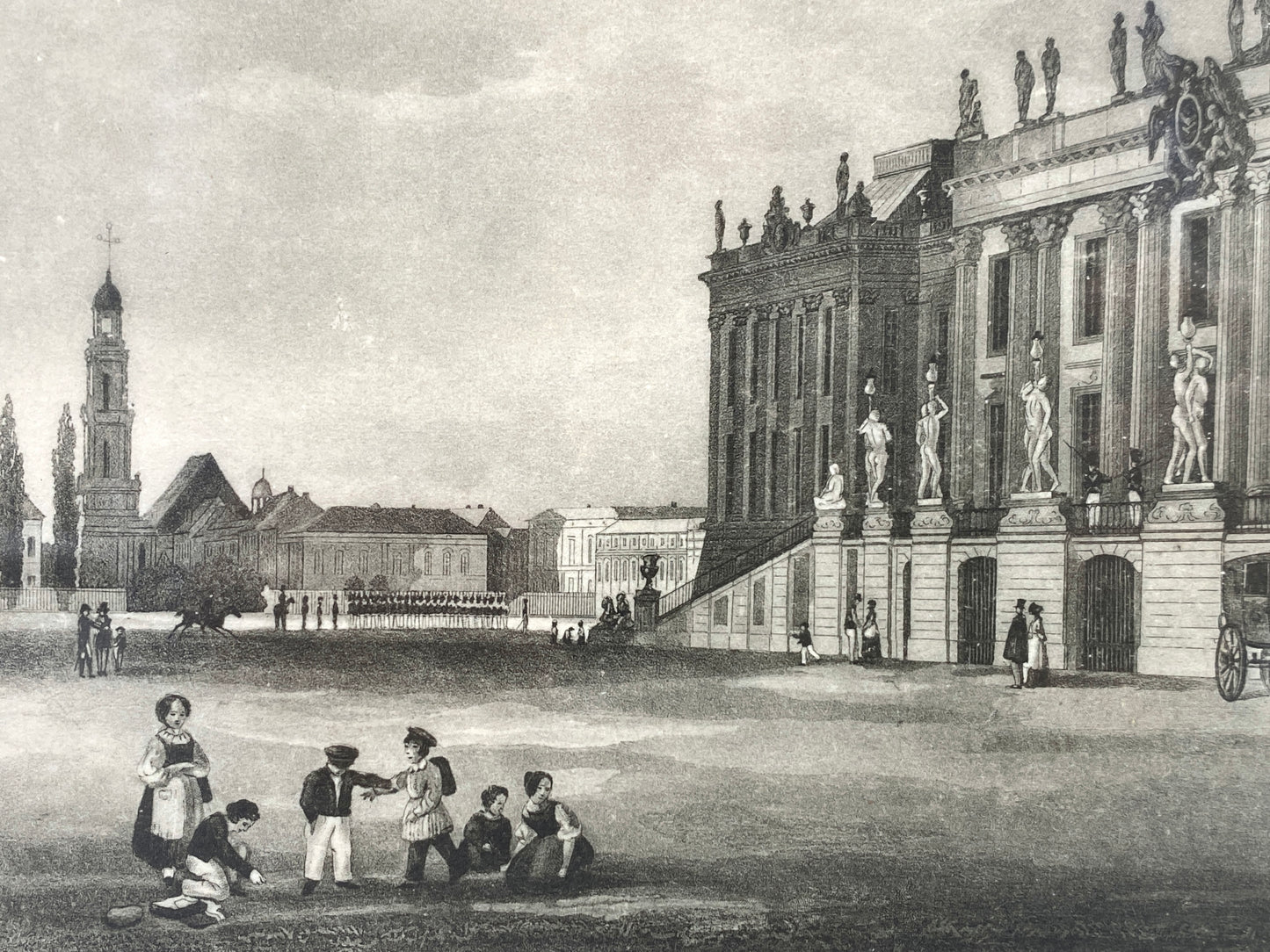 Aquatinta-Radierung von Potsdam, gezeichnet von Carl Julius Henning, um 1850