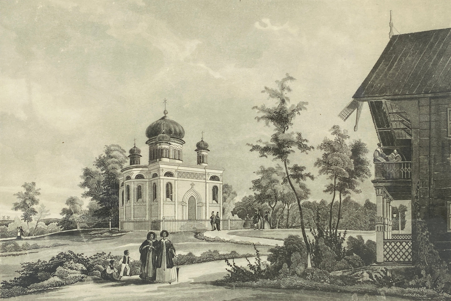 Aquatinta-Radierung von Potsdam, gezeichnet von Carl Julius Henning, um 1850
