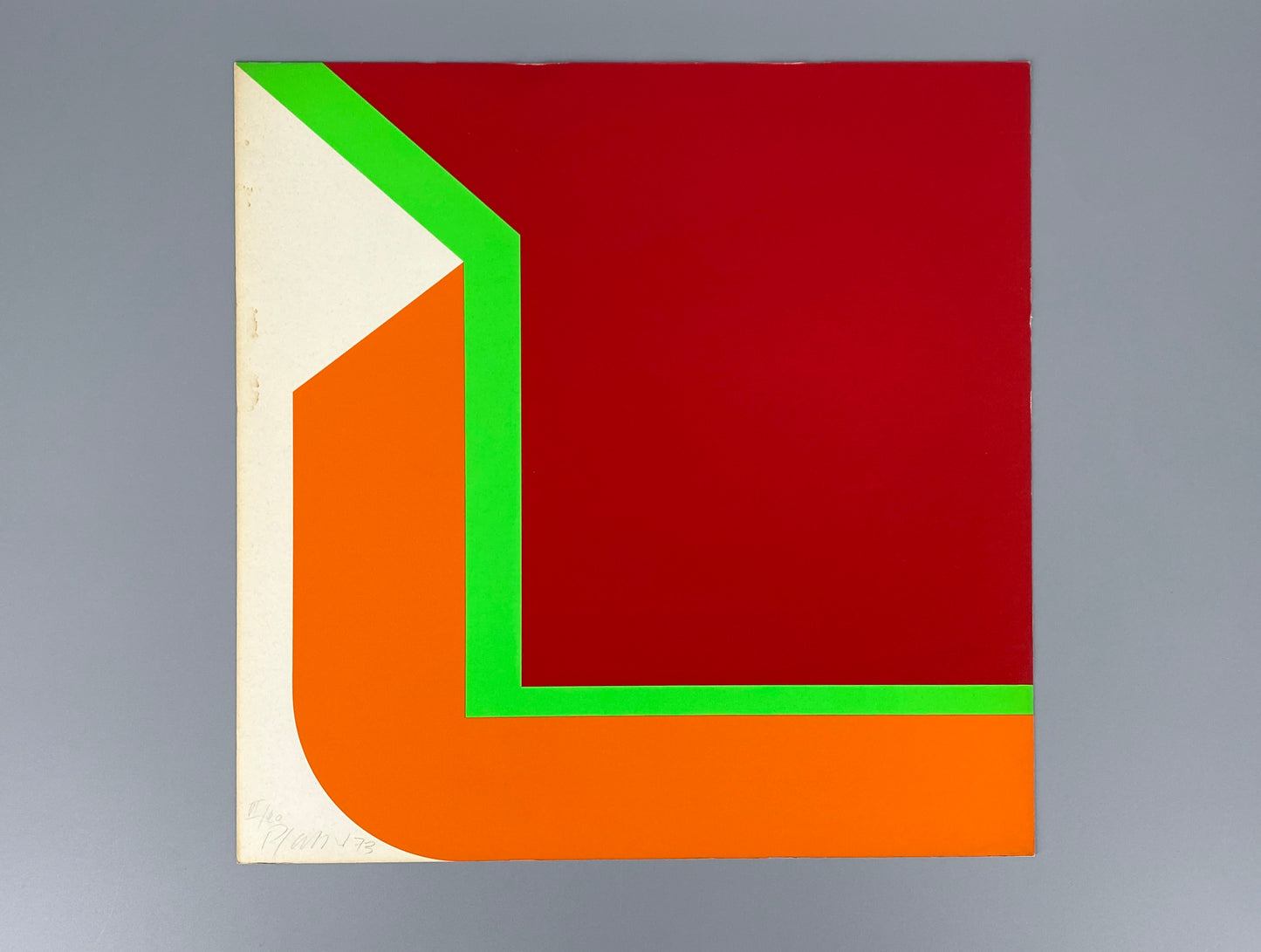 Dreifarbiger Siebdruck auf leichtem Karton von Georg Karl Pfahler (1926–2002), 1973