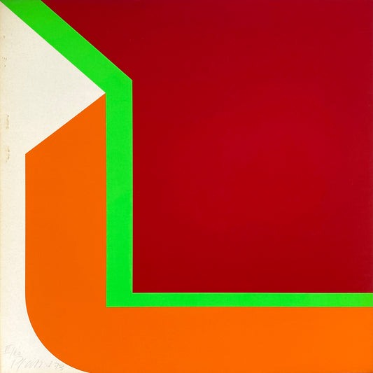 Dreifarbiger Siebdruck auf leichtem Karton von Georg Karl Pfahler (1926–2002), 1973