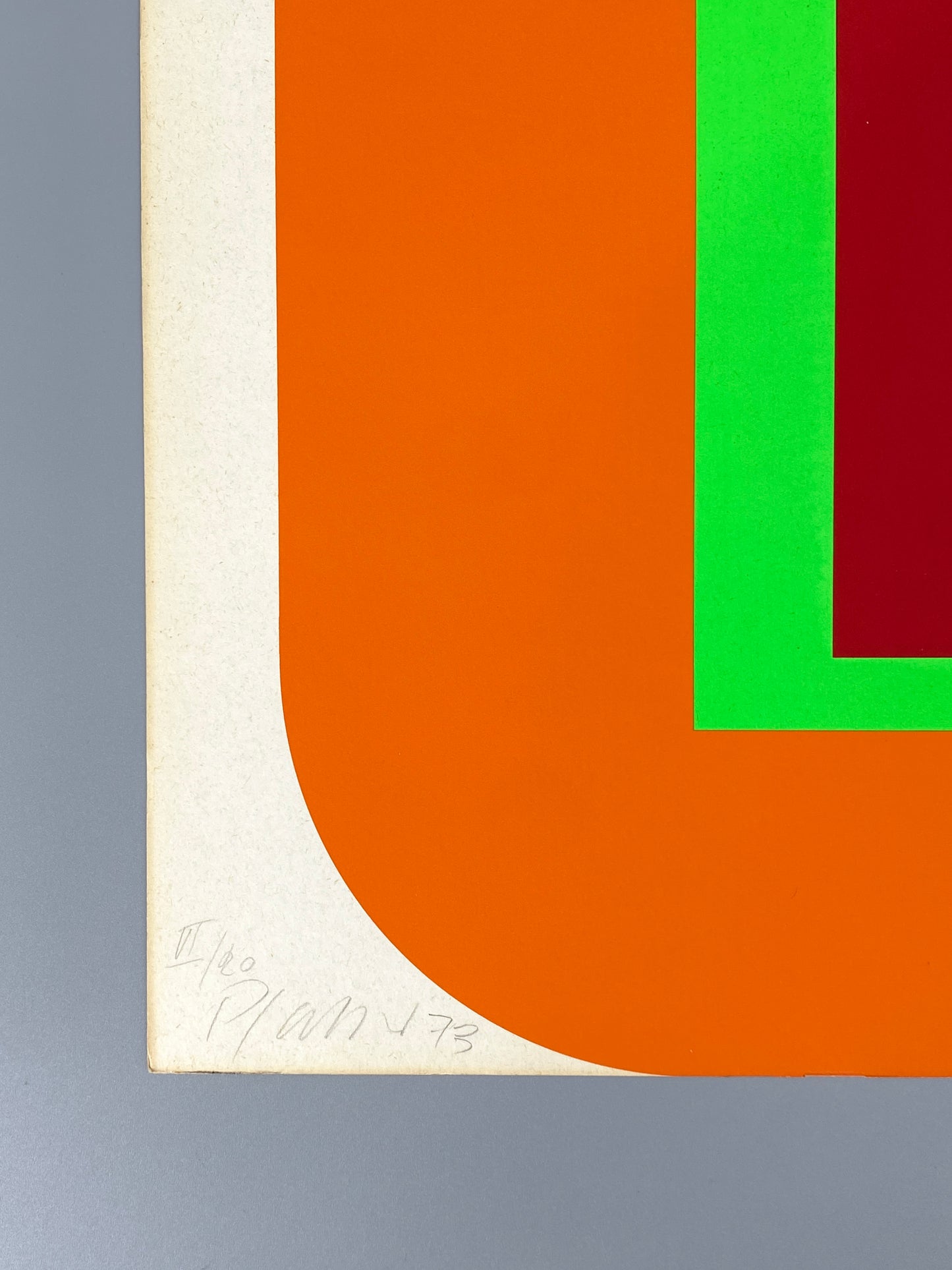 Dreifarbiger Siebdruck auf leichtem Karton von Georg Karl Pfahler (1926–2002), 1973