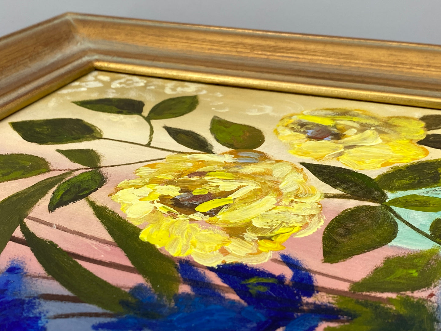 Farbenprächtiges Acrylgemälde "Stillleben" auf Leinwand von Hermann Muth (1930–2011)