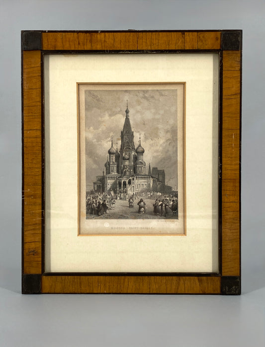 Stahlstich aus Frankreich von F. Chardon in historischem Holzrahmen der Biedermeierzeit