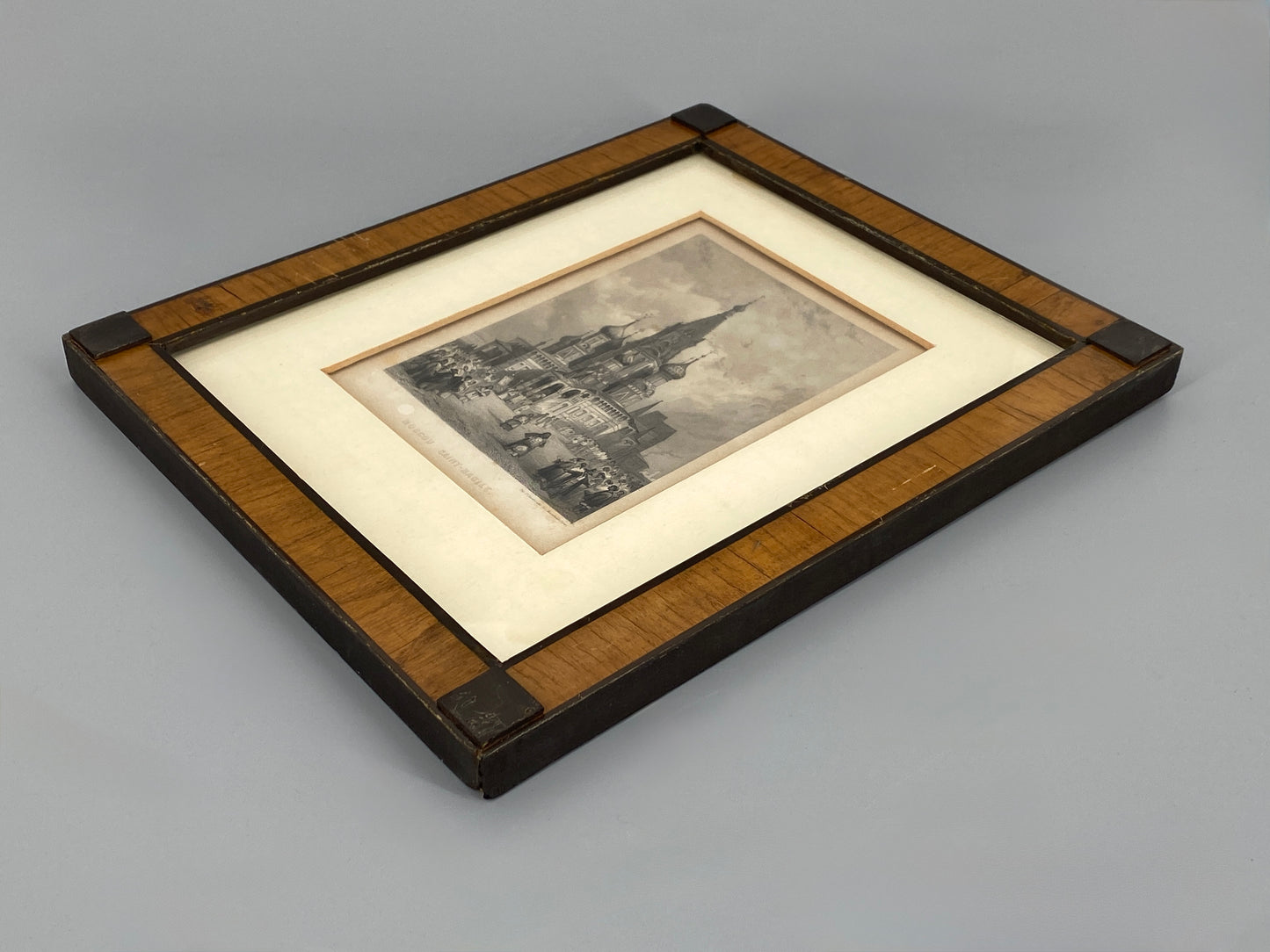 Stahlstich aus Frankreich von F. Chardon in historischem Holzrahmen der Biedermeierzeit