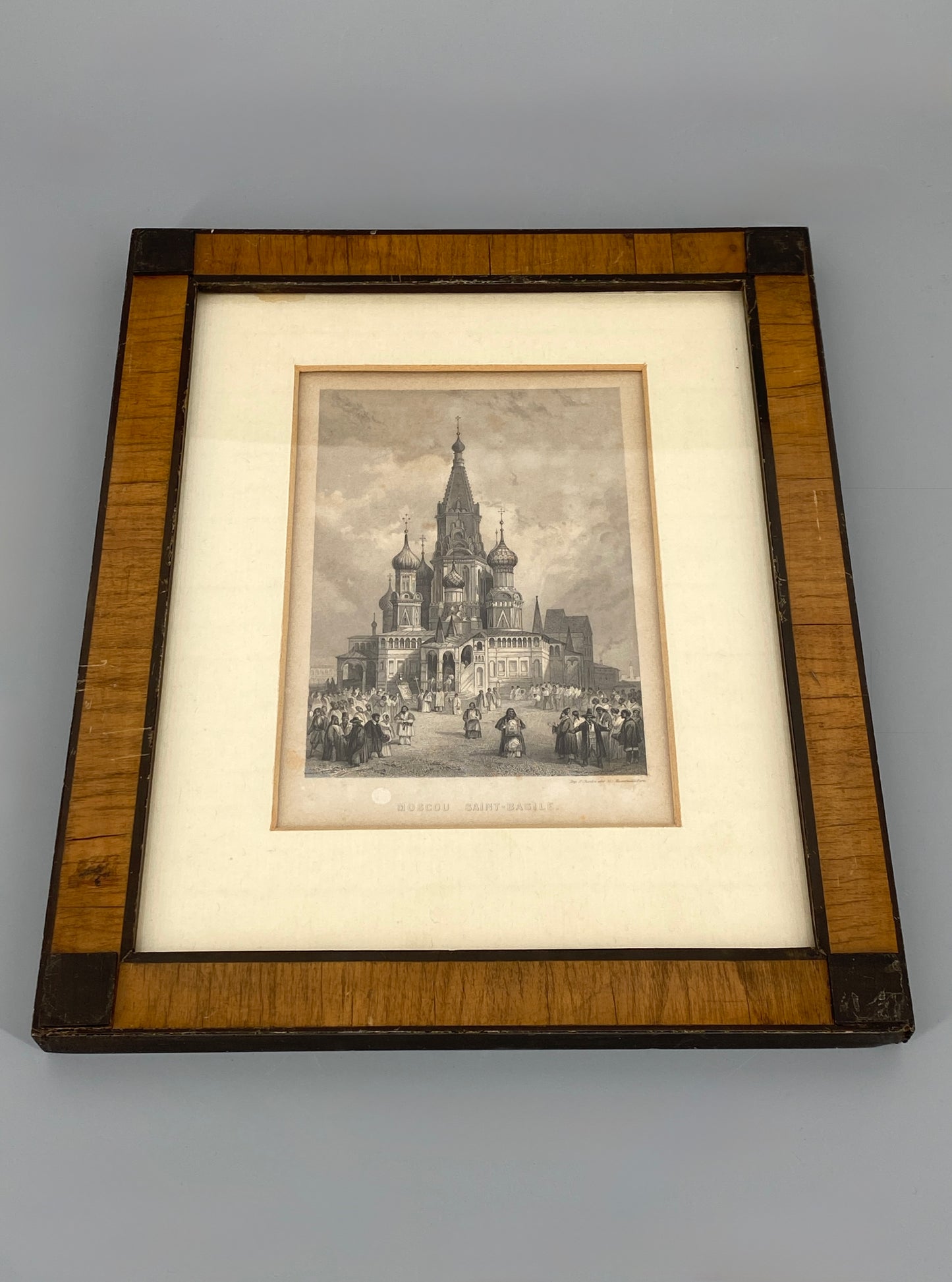 Stahlstich aus Frankreich von F. Chardon in historischem Holzrahmen der Biedermeierzeit