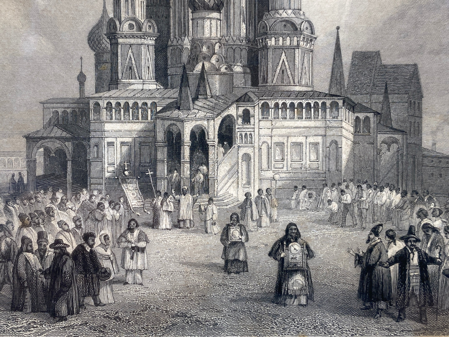 Stahlstich aus Frankreich von F. Chardon in historischem Holzrahmen der Biedermeierzeit
