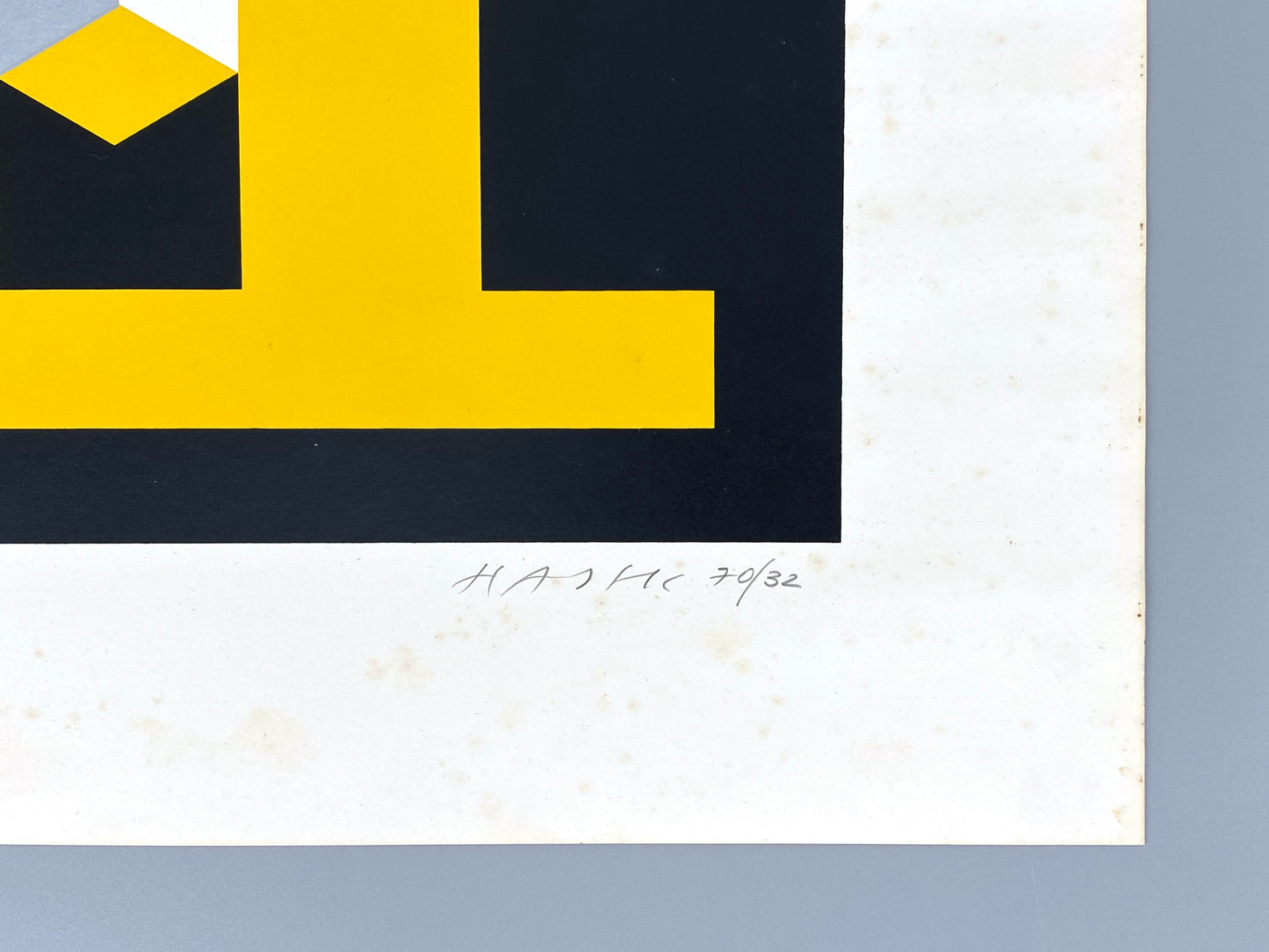Dreifarbiger Siebdruck mit metallisch glänzender Silberfarbe von Otto Herbert Hajek (1927–2005), nummeriert und signiert, 1970