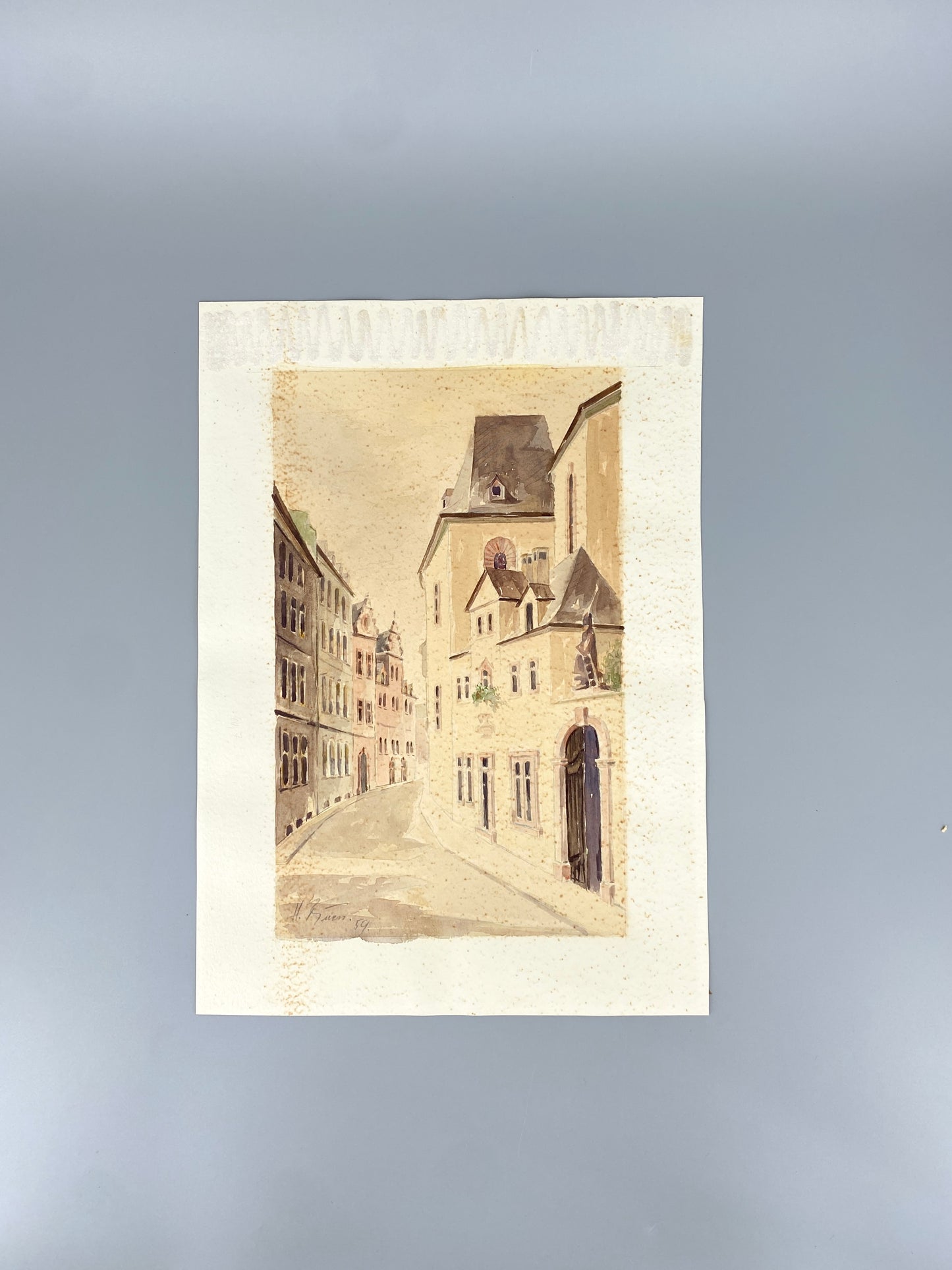 Mainz Emmeranstrasse - Aquarell, 60er Jahre
