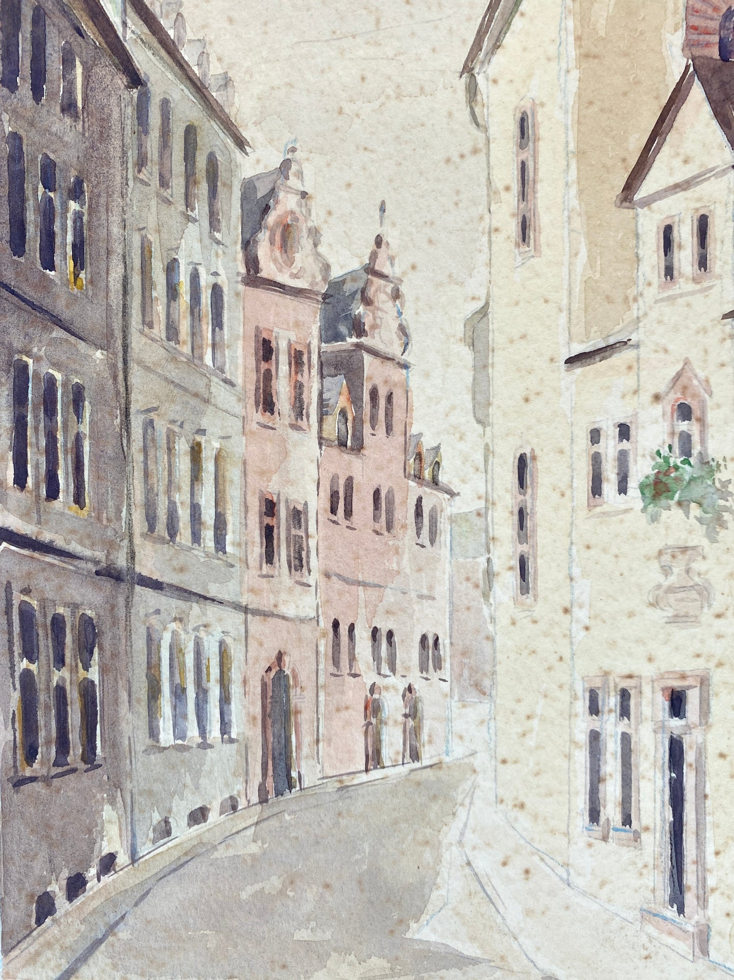 Mainz Emmeranstrasse - Aquarell, 60er Jahre