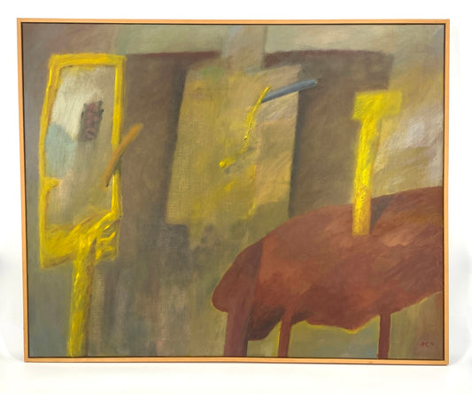 Abstraktes Acrylgemälde auf Leinwand, signiert von "AC" aus dem Jahr 1992 oder 1997