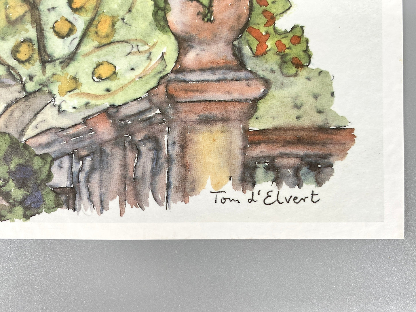 Deià, Mallorca. Offset-Druck eines Aquarells