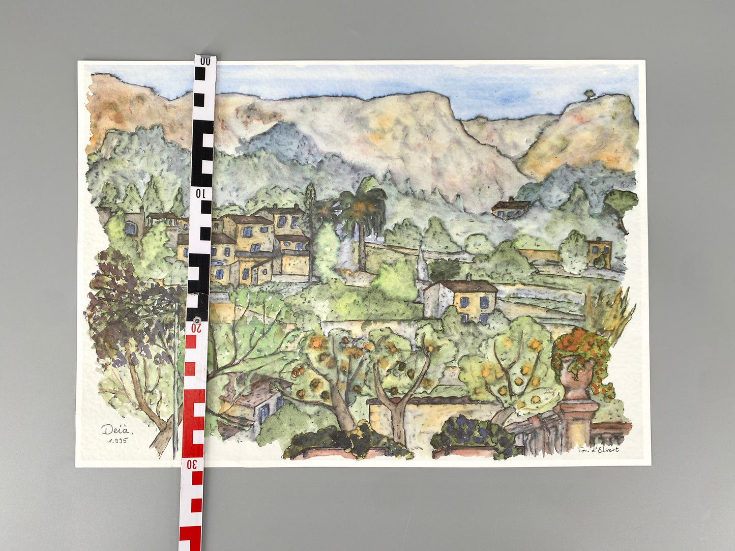 Deià, Mallorca. Offset-Druck eines Aquarells
