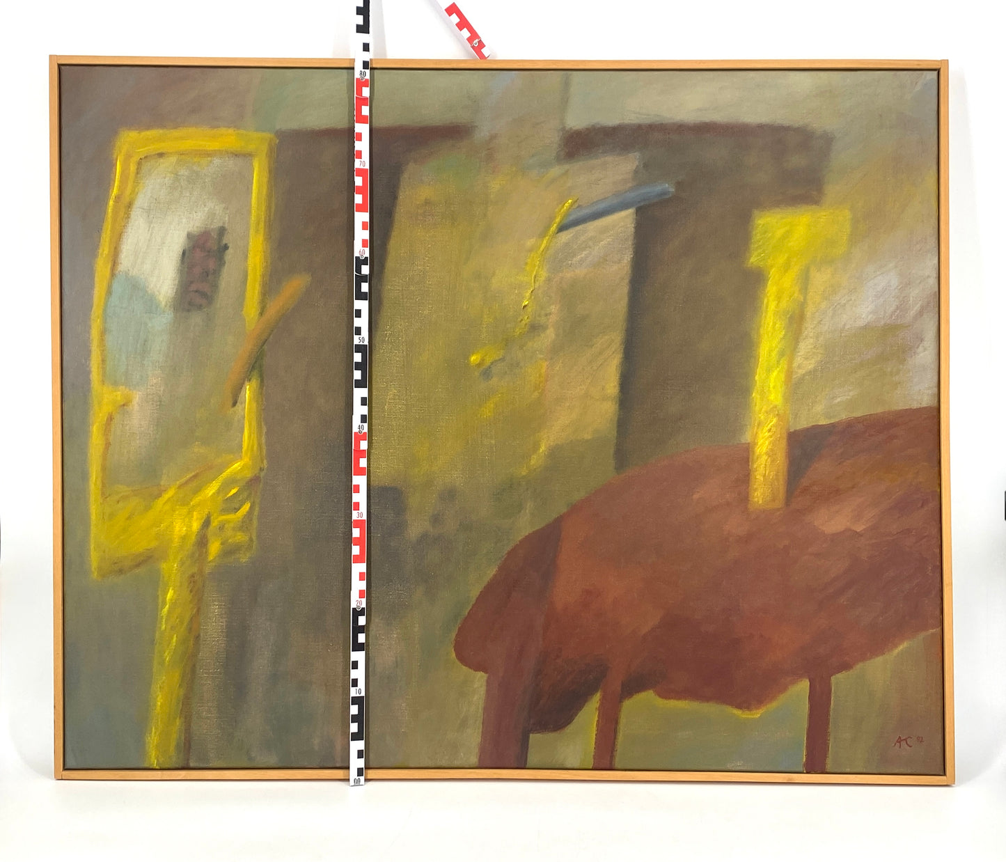 Abstraktes Acrylgemälde auf Leinwand, signiert von "AC" aus dem Jahr 1992 oder 1997