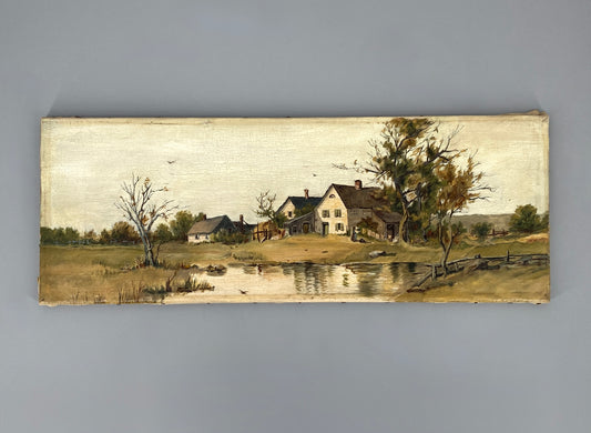 Antikes Öl-Genrebild auf Keilrahmen gezogen, Unikat