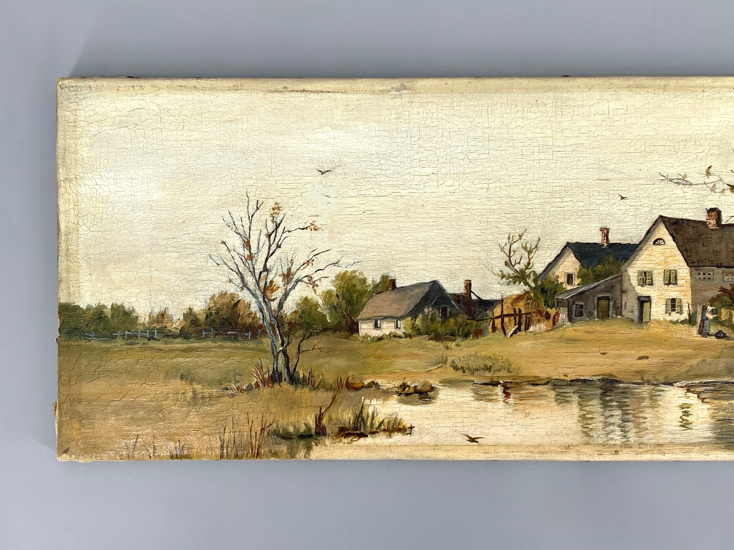 Antikes Öl-Genrebild auf Keilrahmen gezogen, Unikat