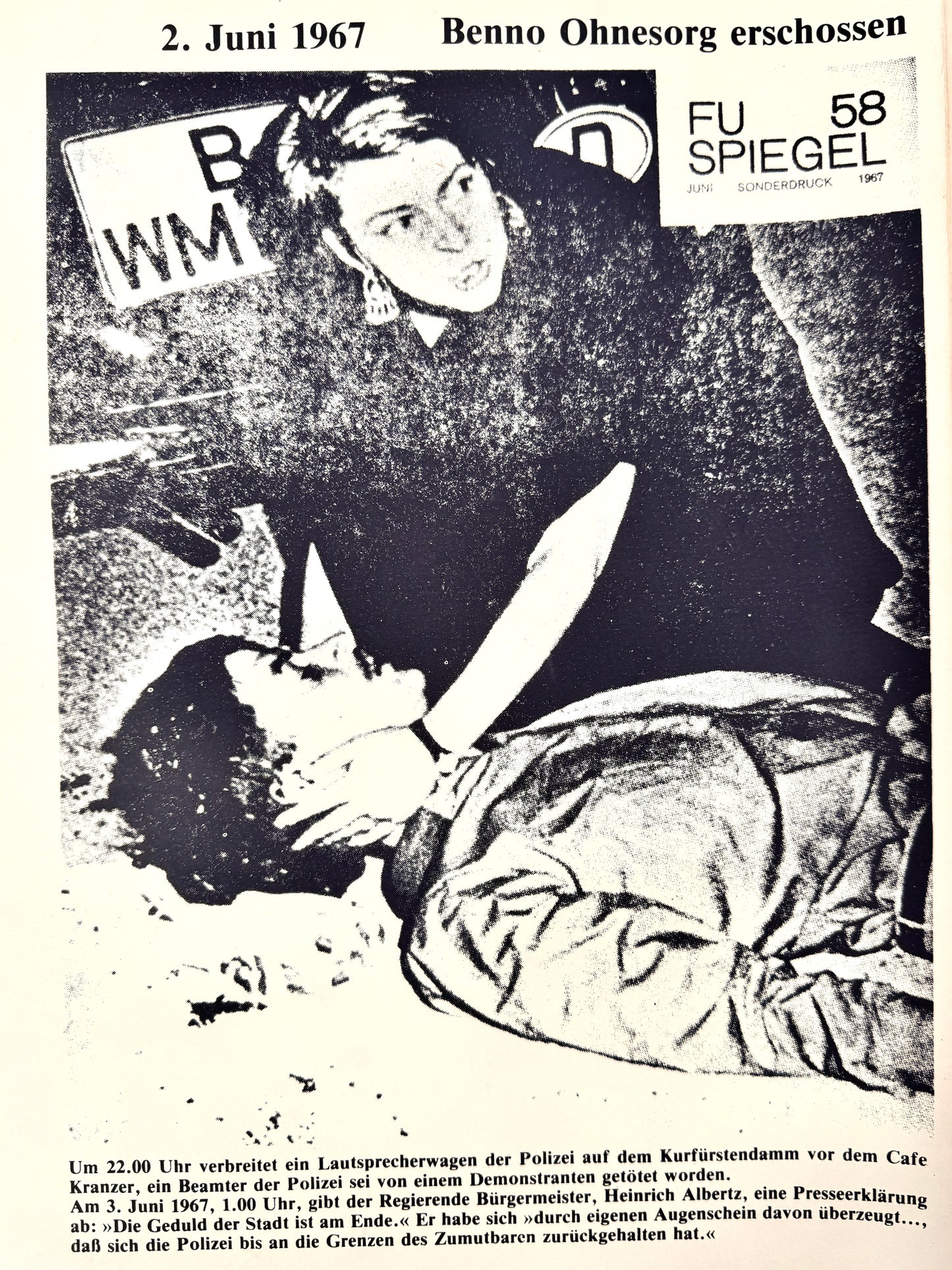 Poster, "Benno Ohnesorg erschossen", Gedicht von Berthold Brecht