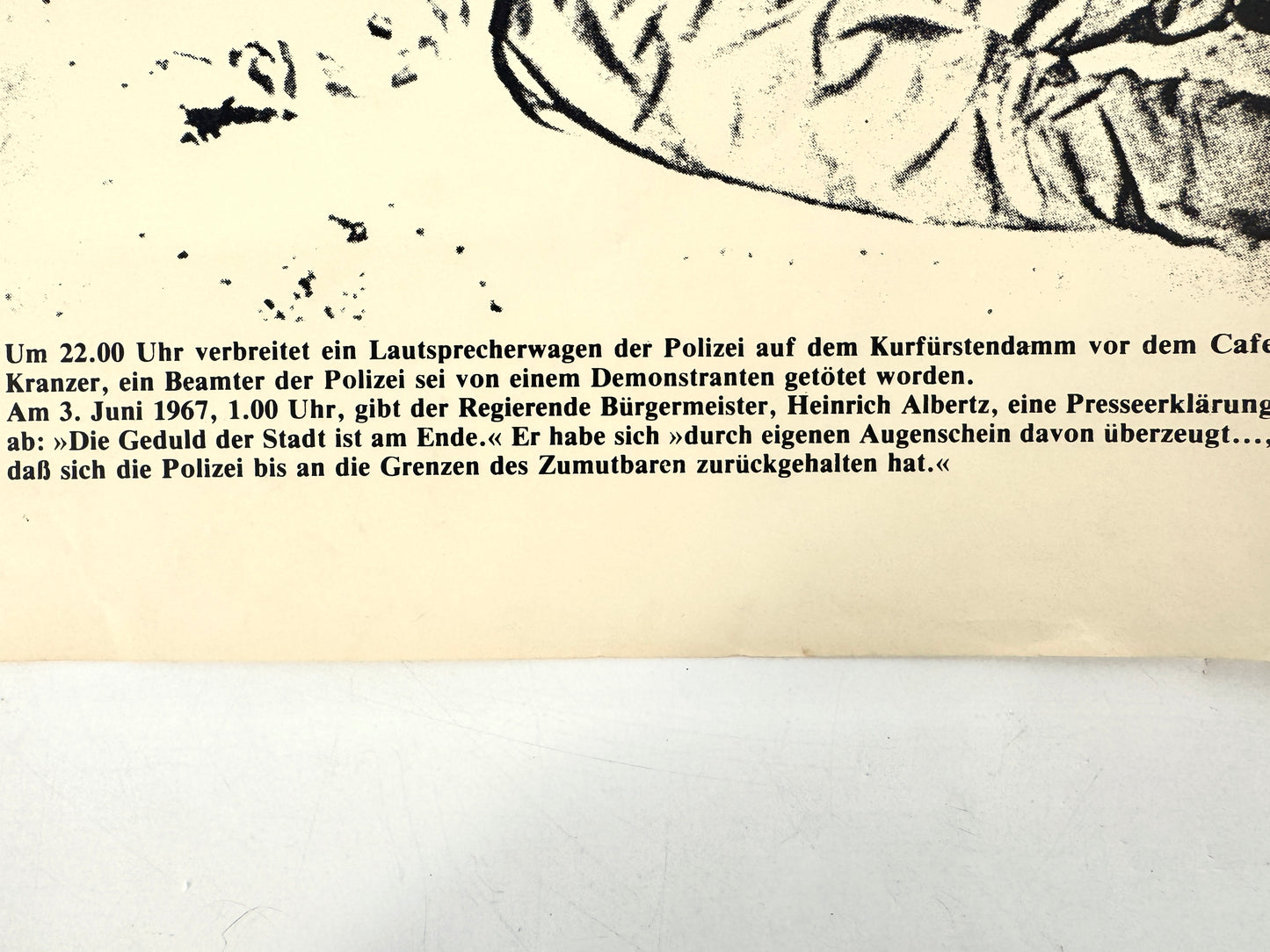 Poster, "Benno Ohnesorg erschossen", Gedicht von Berthold Brecht