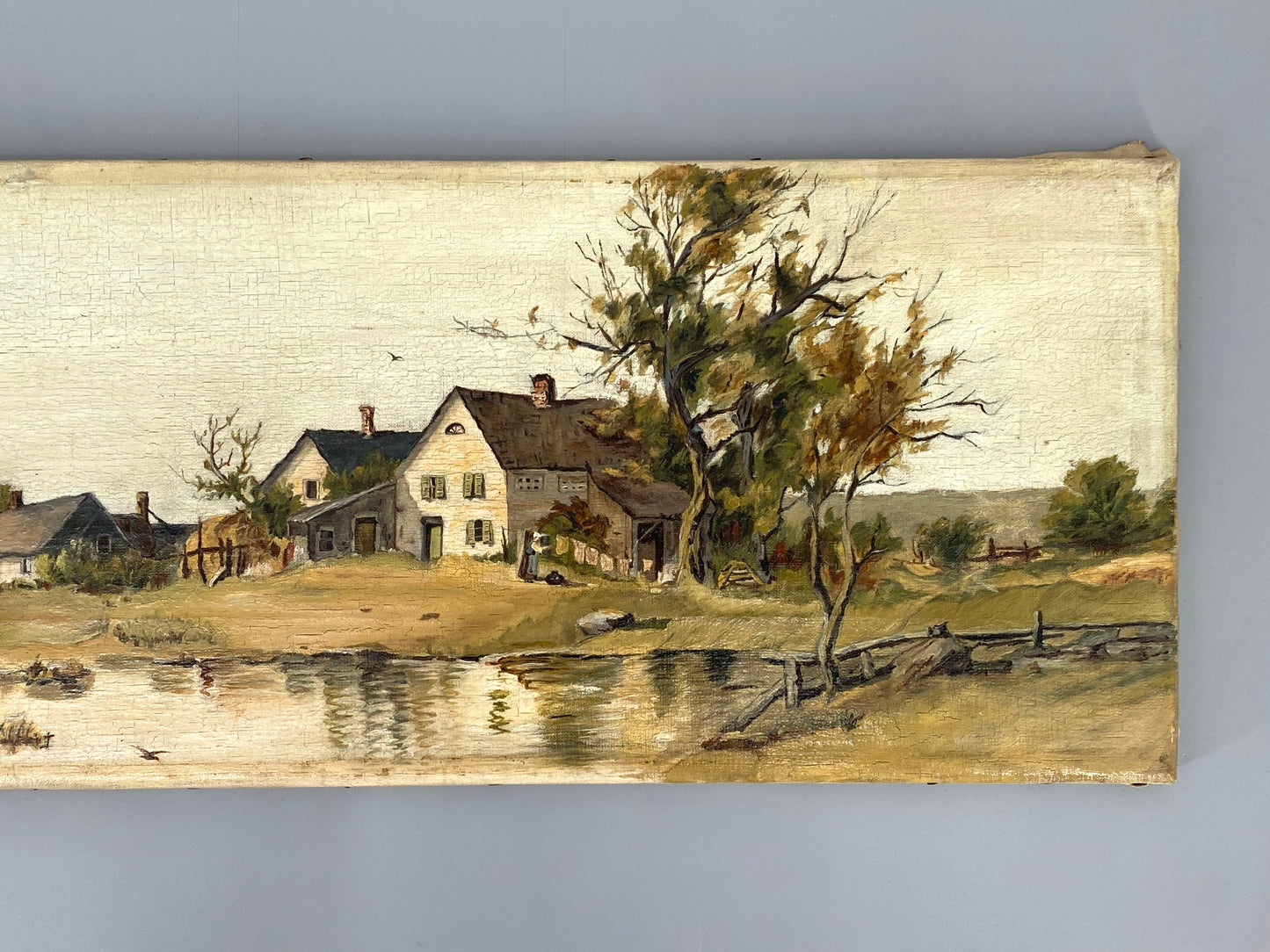 Antikes Öl-Genrebild auf Keilrahmen gezogen, Unikat