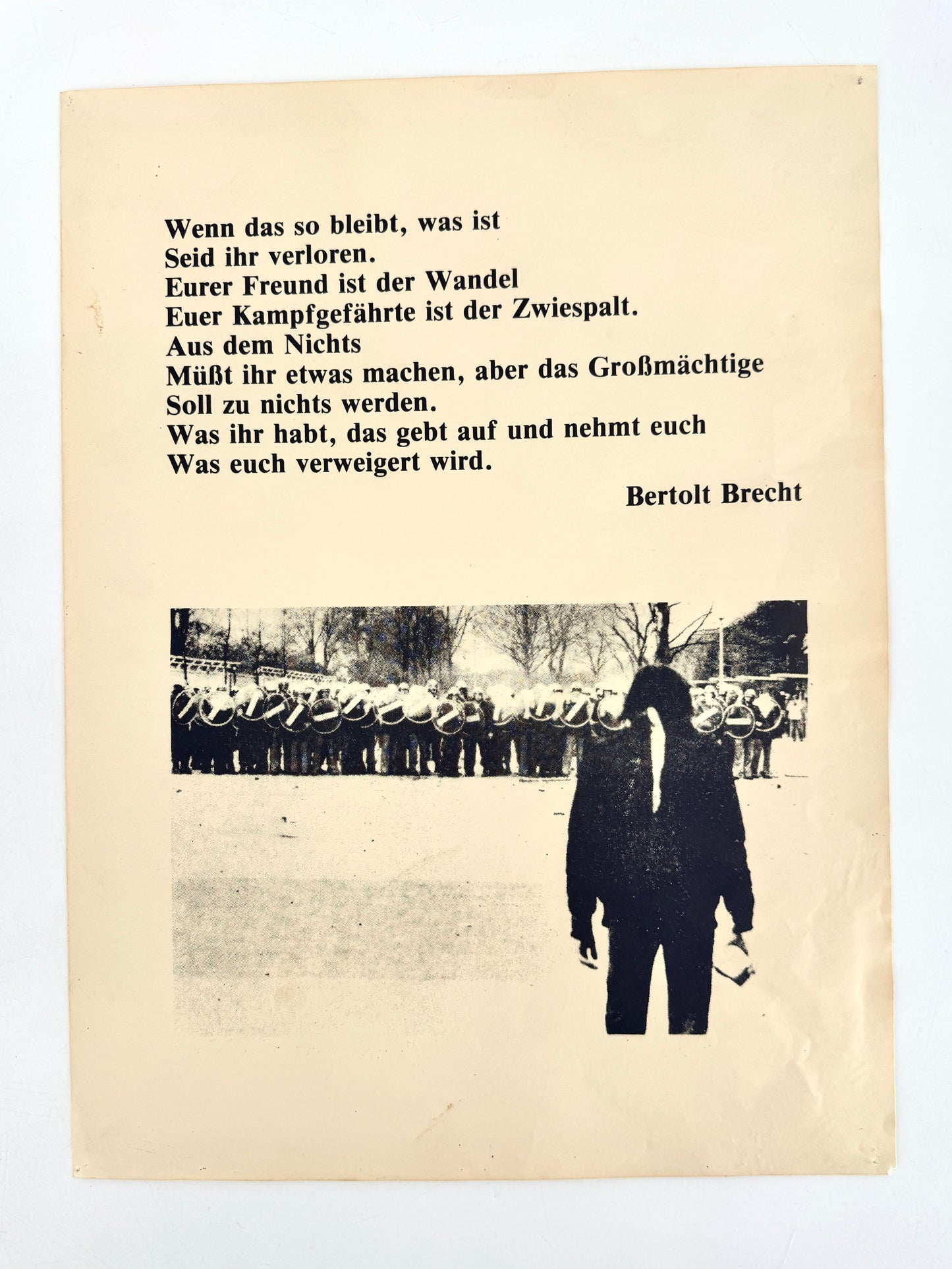 Poster, "Benno Ohnesorg erschossen", Gedicht von Berthold Brecht
