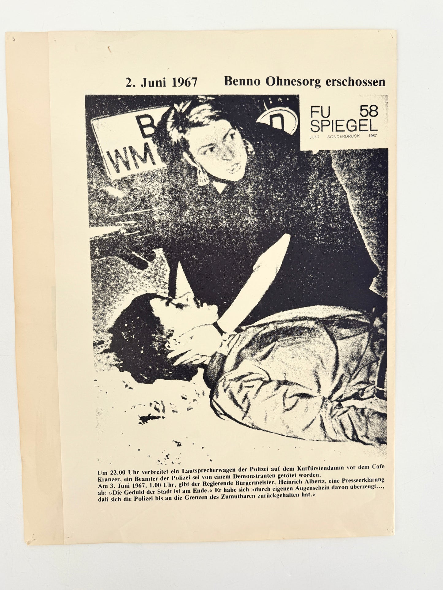 Poster, "Benno Ohnesorg erschossen", Gedicht von Berthold Brecht