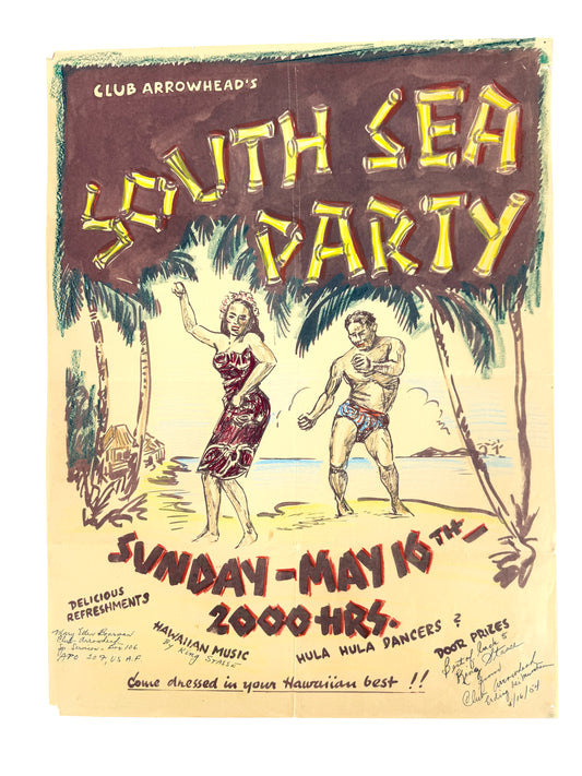 Poster, US Air Force Base München Erding. Hawai-Party