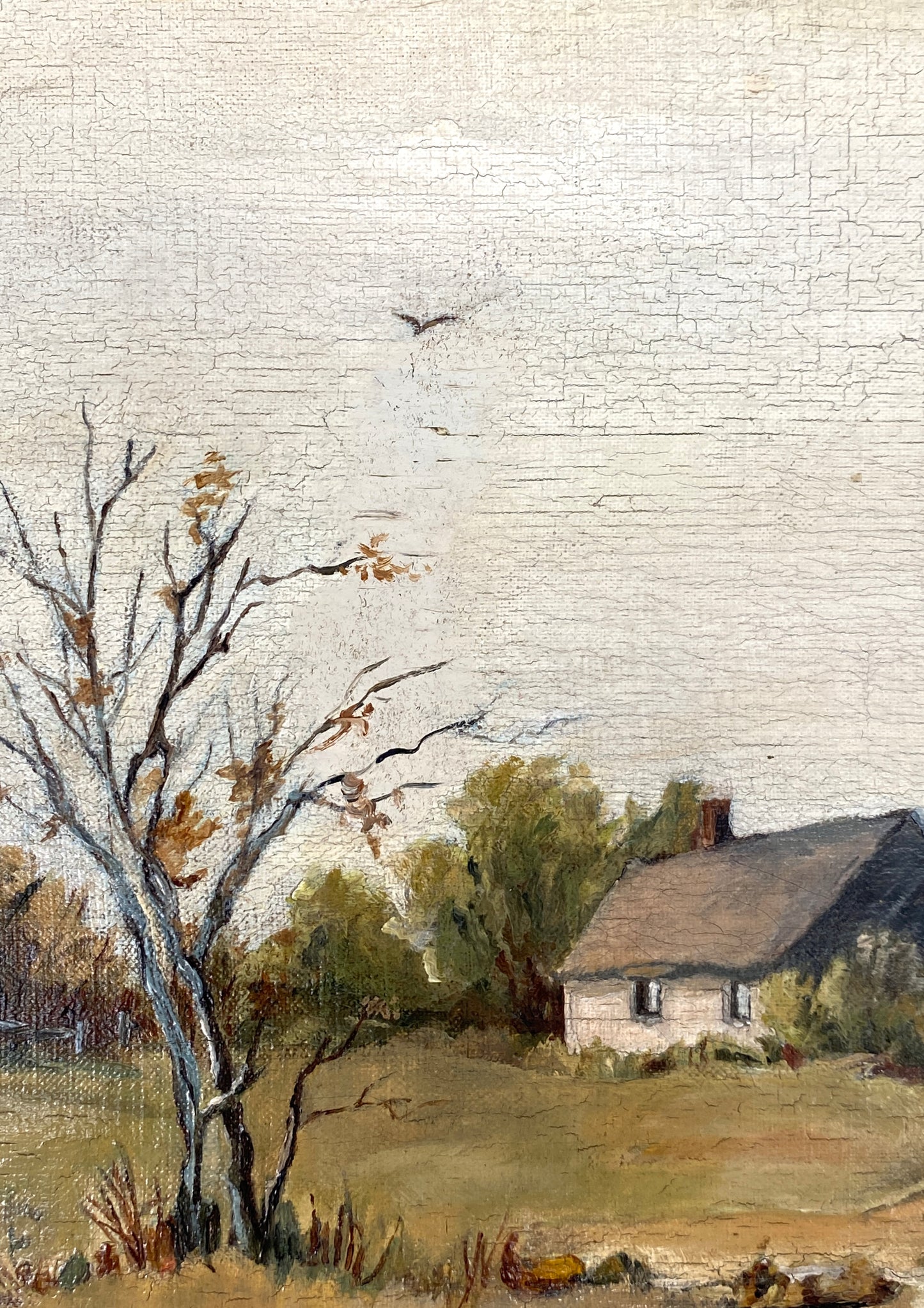 Antikes Öl-Genrebild auf Keilrahmen gezogen, Unikat