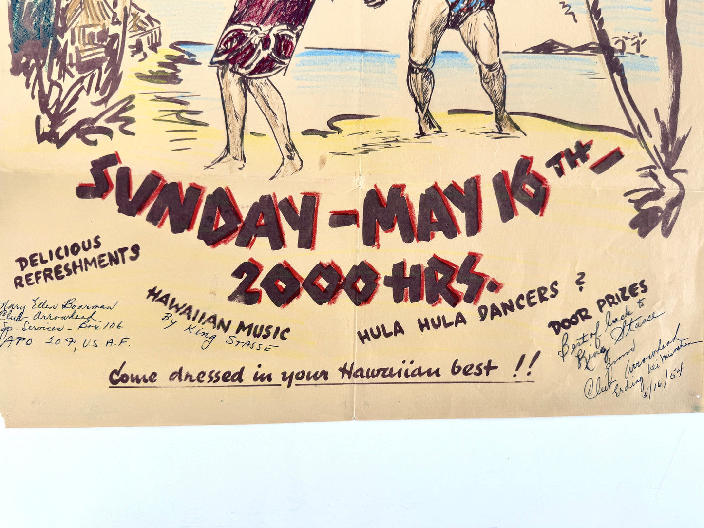 Poster, US Air Force Base München Erding. Hawai-Party