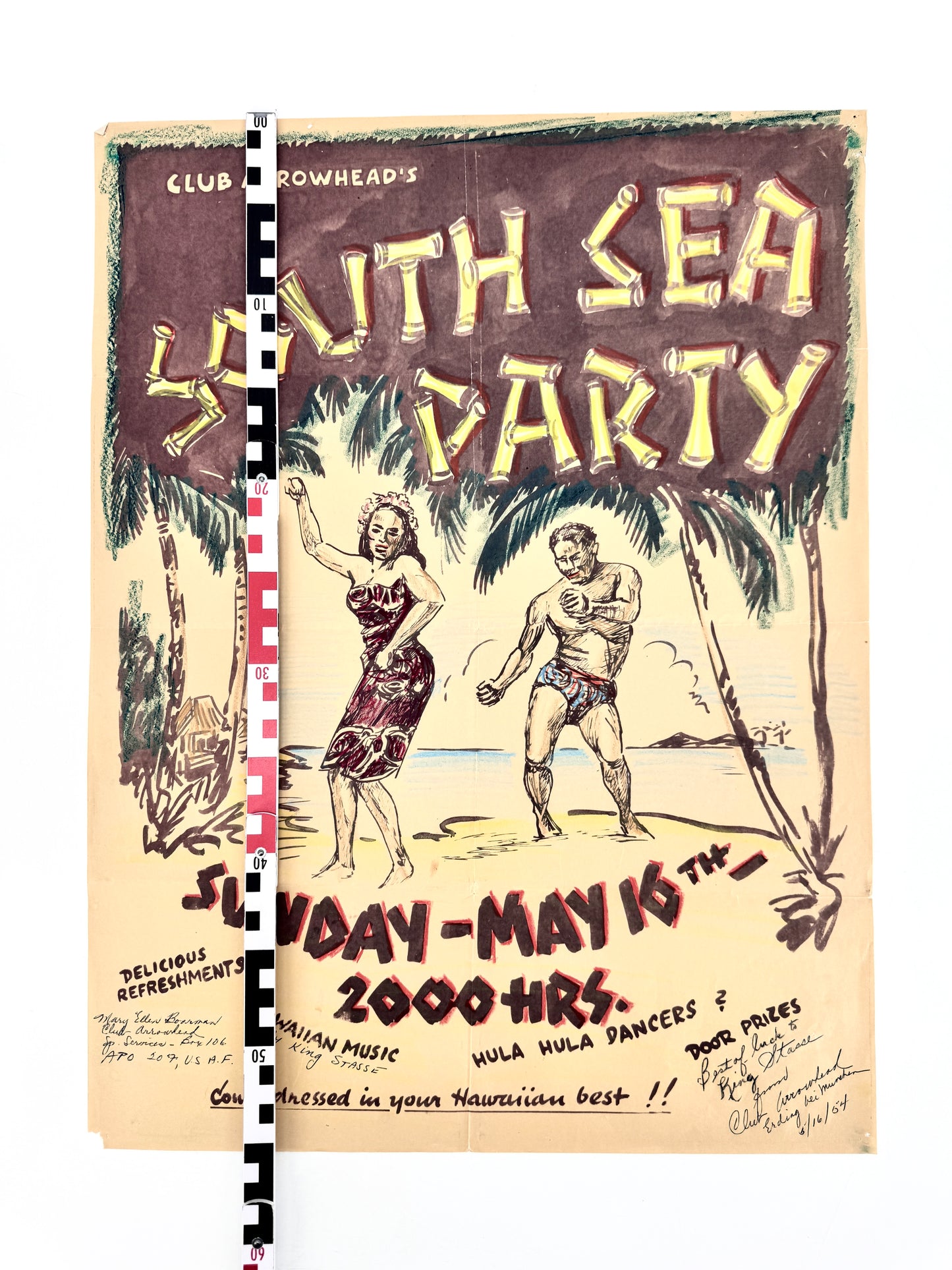 Poster, US Air Force Base München Erding. Hawai-Party
