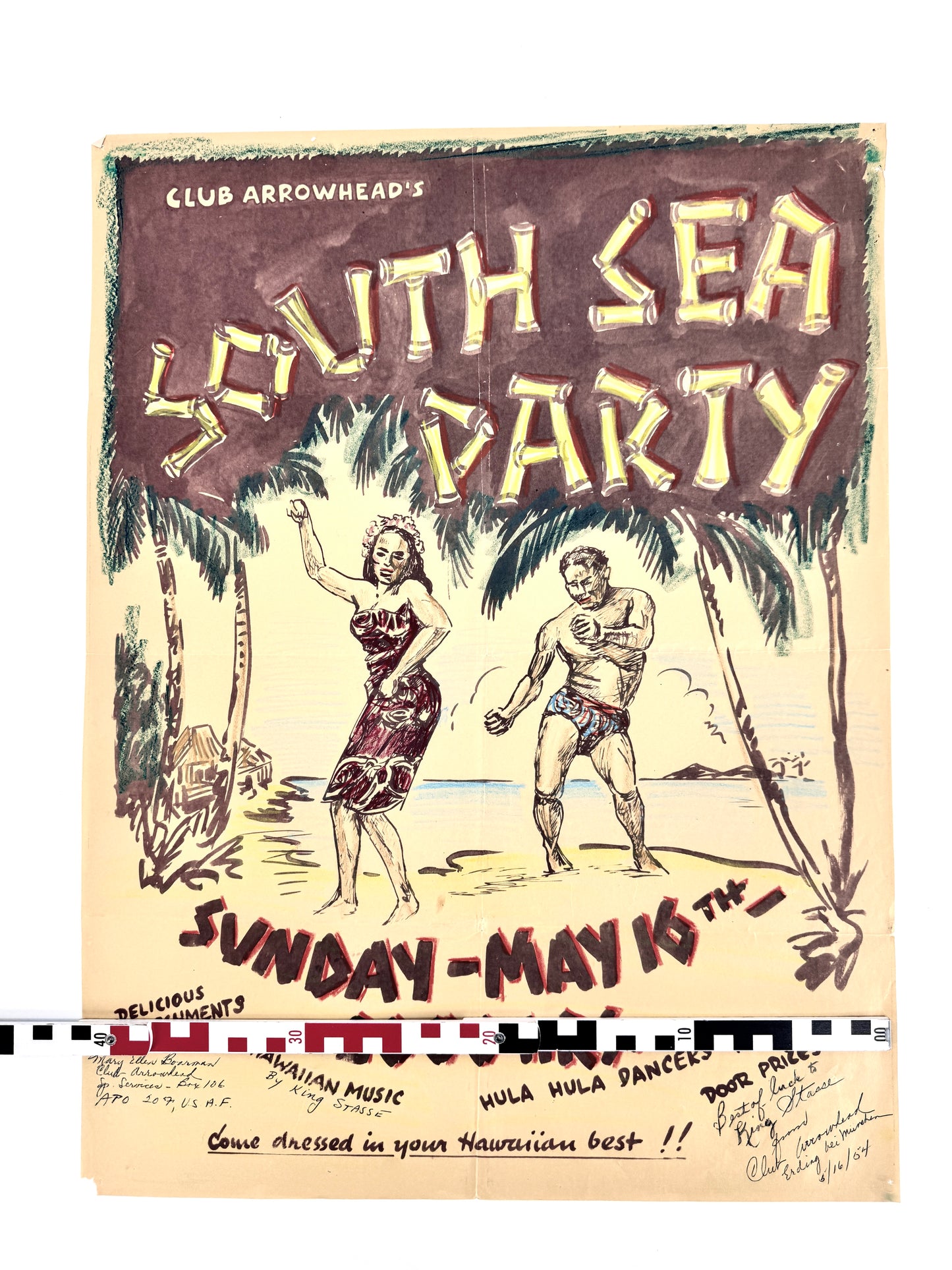 Poster, US Air Force Base München Erding. Hawai-Party