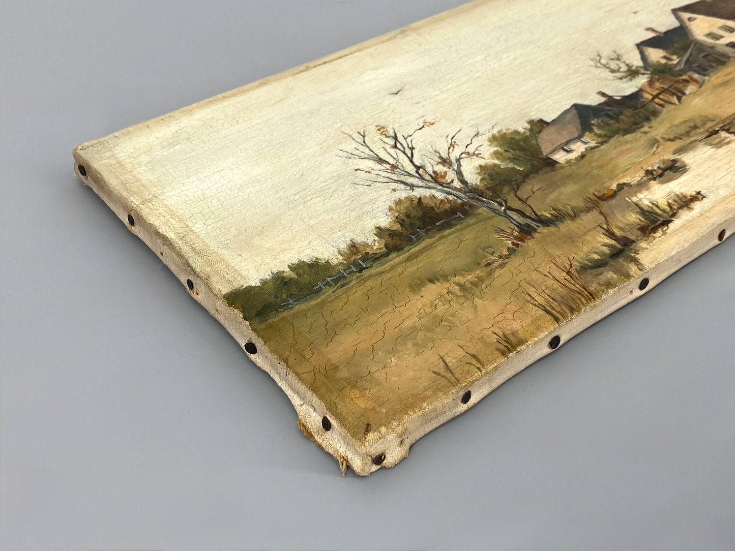 Antikes Öl-Genrebild auf Keilrahmen gezogen, Unikat