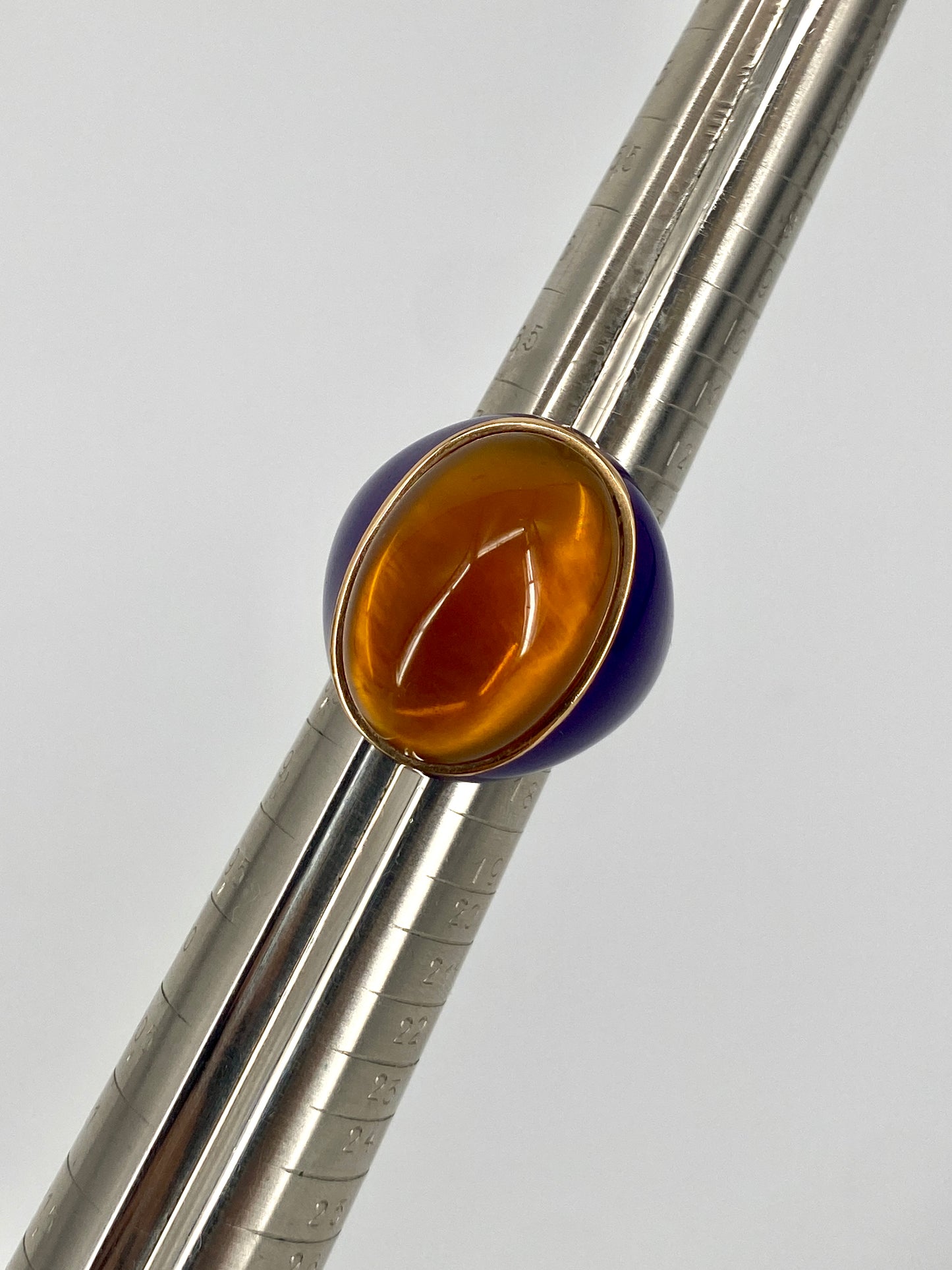 Statement Ring aus 925 Sterling Silber, vergoldet, emailliert mit gelbem Stein