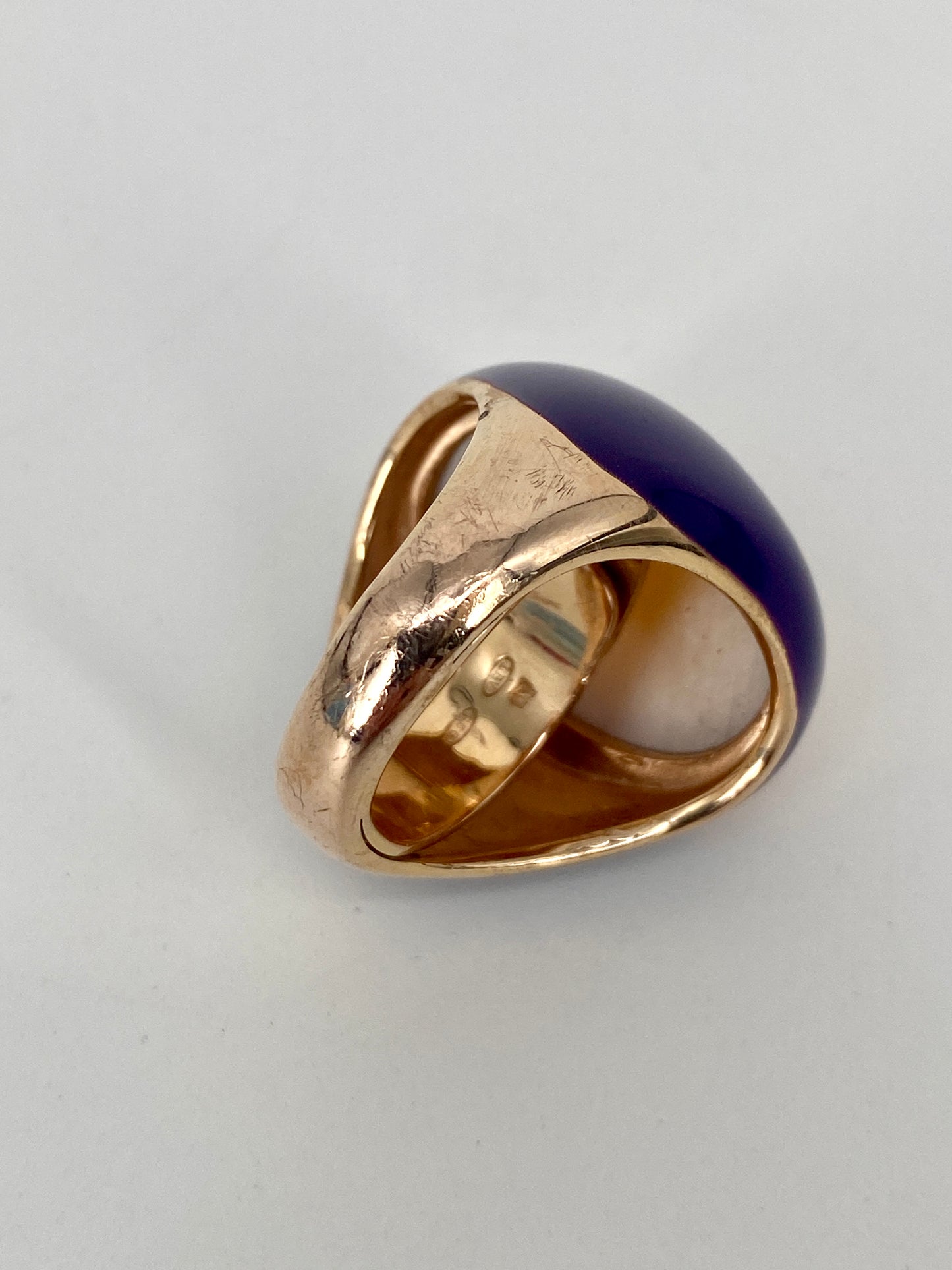 Statement Ring aus 925 Sterling Silber, vergoldet, emailliert mit gelbem Stein