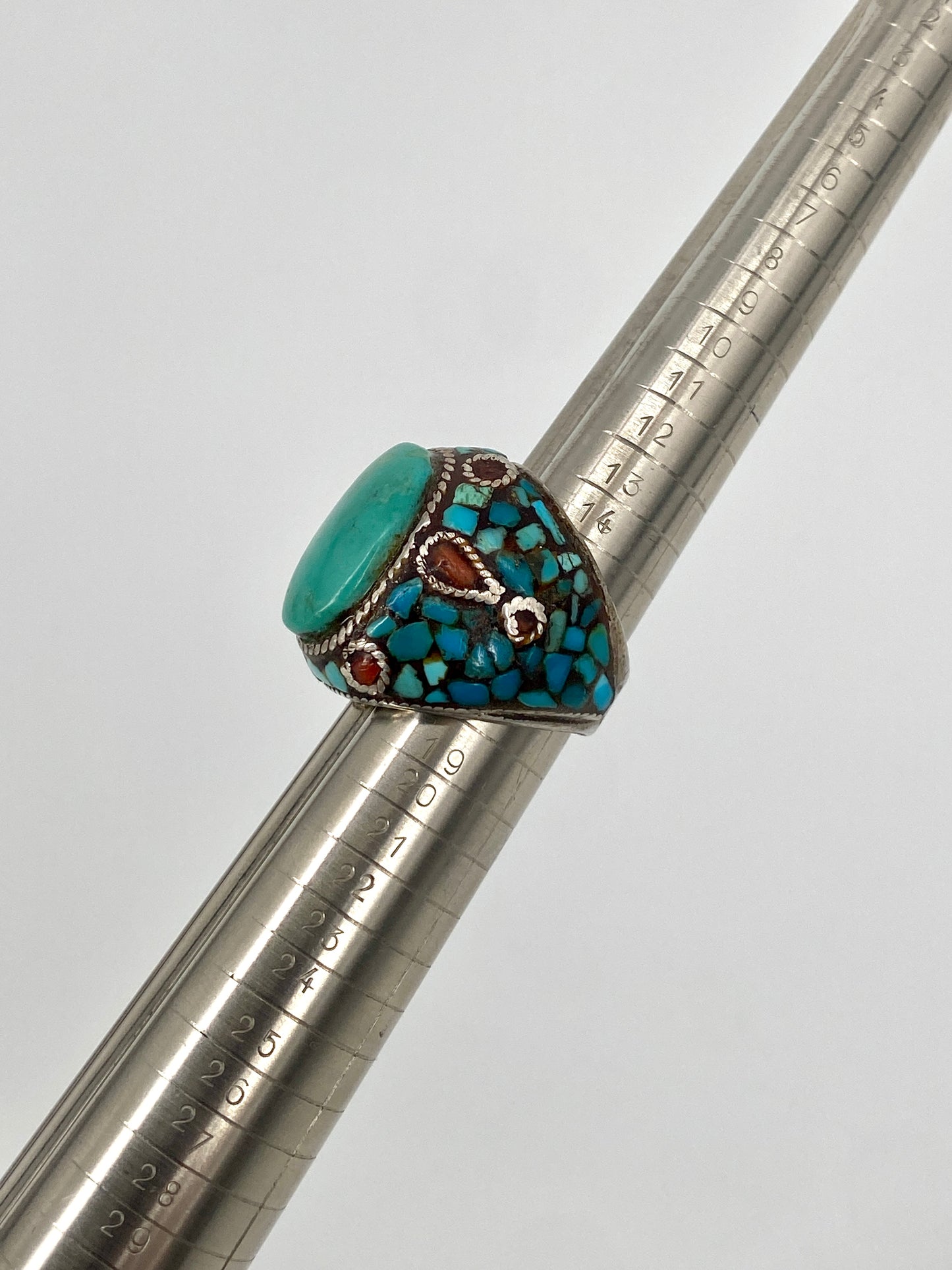 Statement Ring aus 925 Sterling Silber aus Tibet mit Türkis