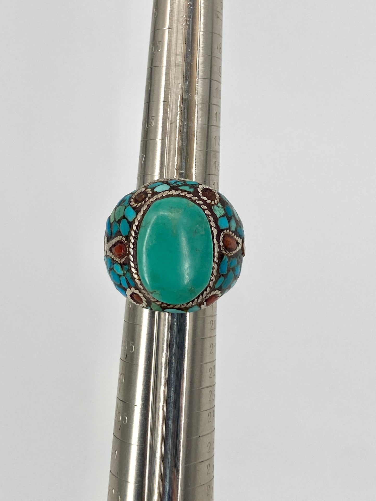 Statement Ring aus 925 Sterling Silber aus Tibet mit Türkis