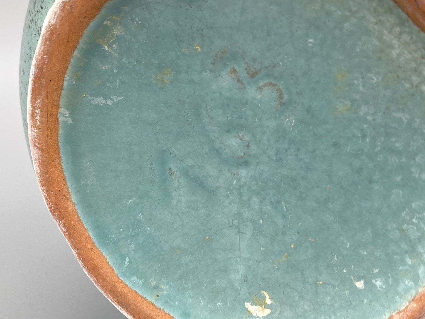 Keramik Vase in Türkis mit Sprenkel, 70er