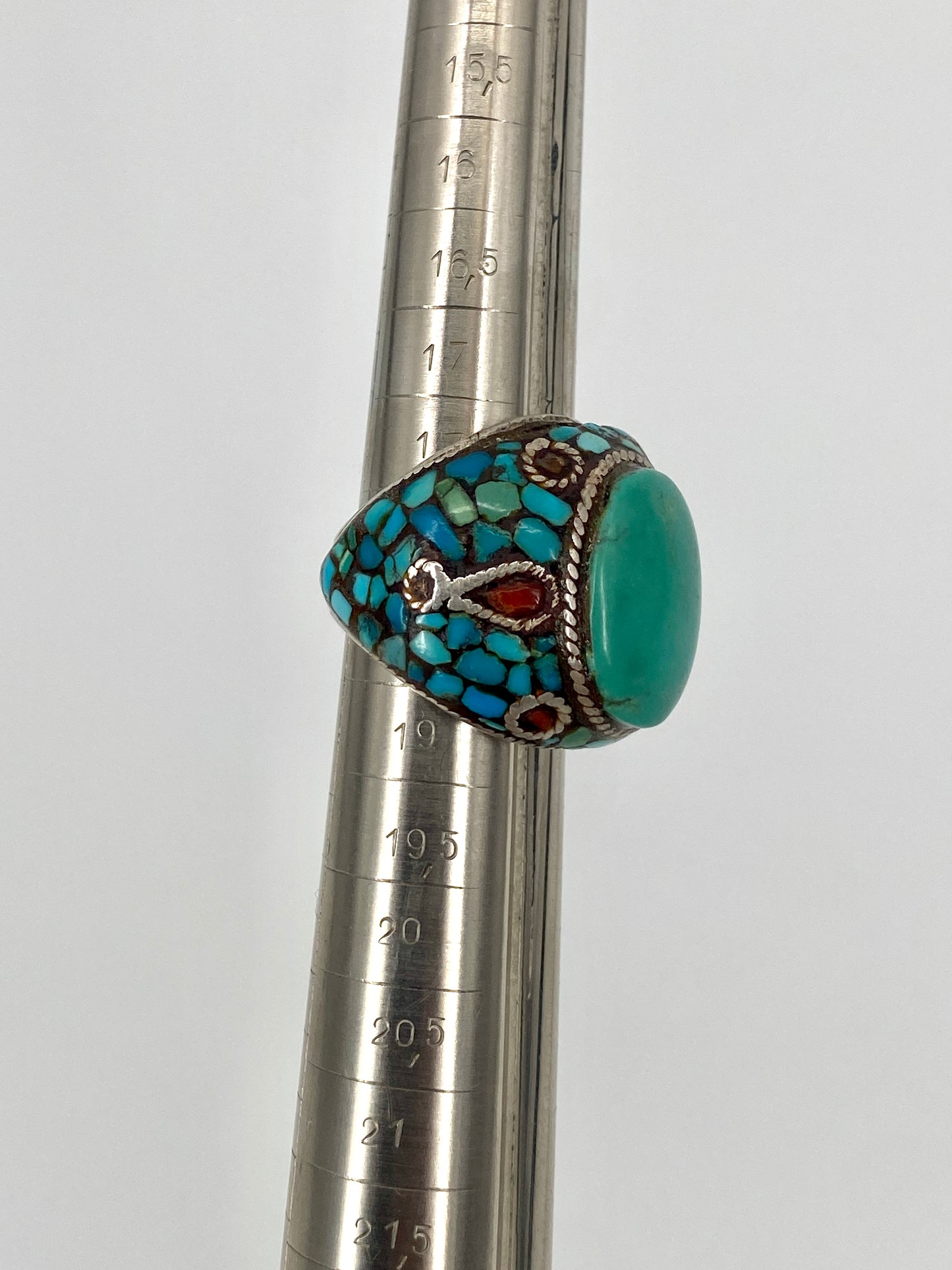 Statement Ring aus 925 Sterling Silber aus Tibet mit Türkis