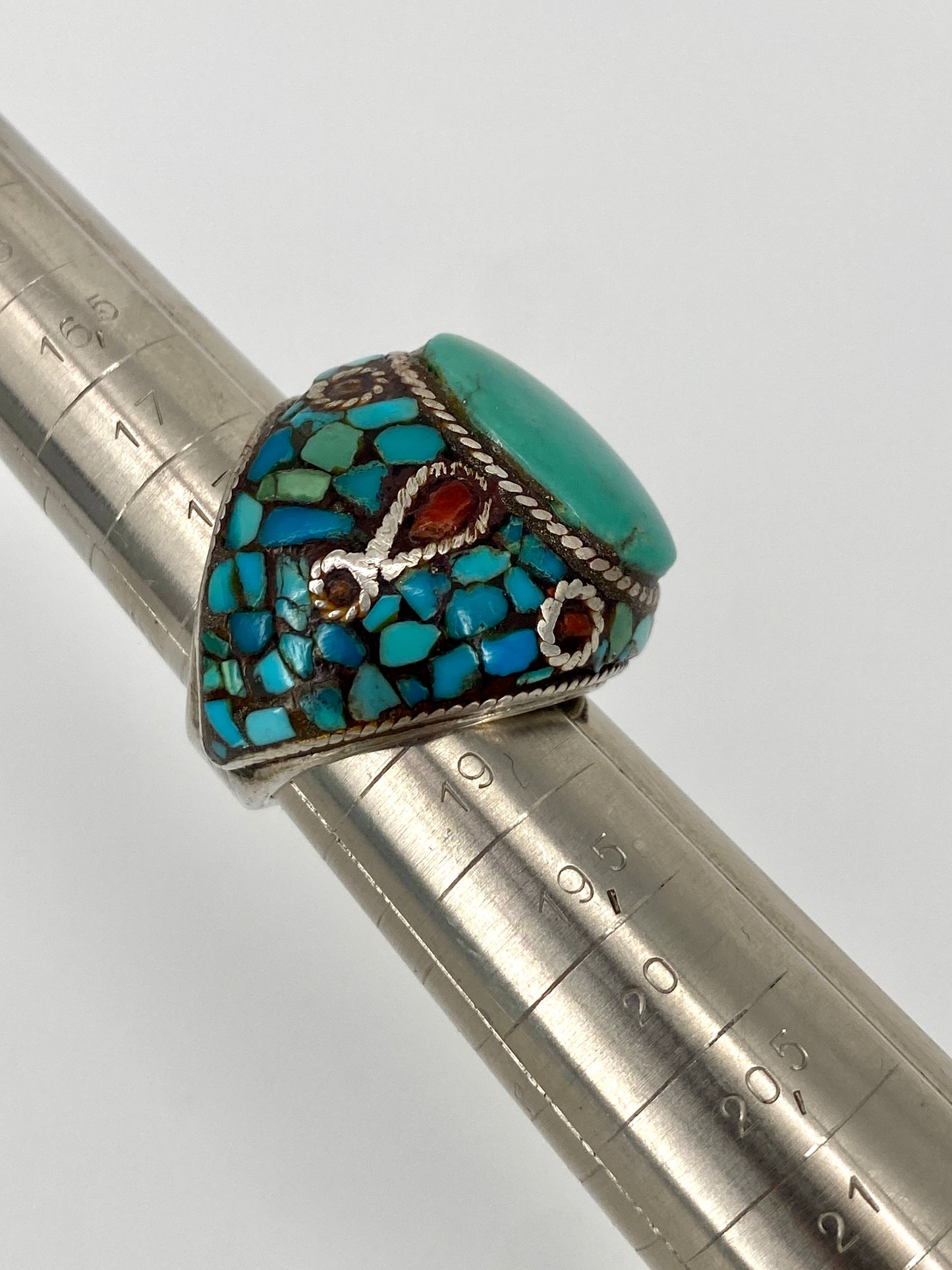 Statement Ring aus 925 Sterling Silber aus Tibet mit Türkis