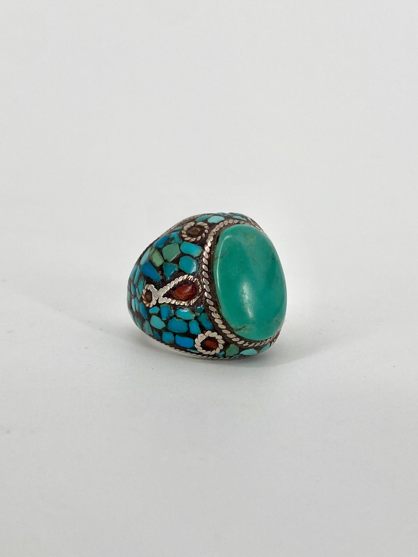 Statement Ring aus 925 Sterling Silber aus Tibet mit Türkis