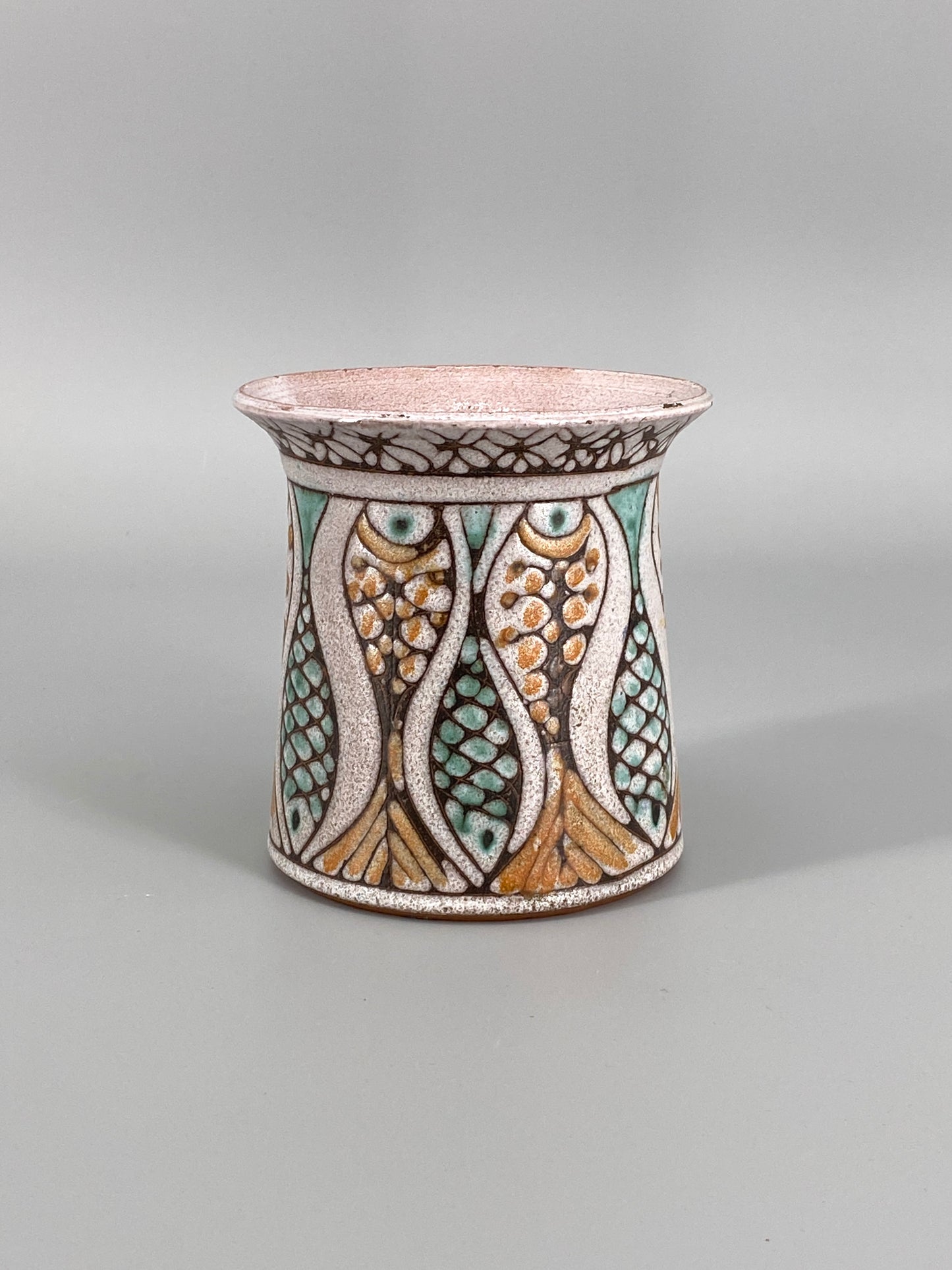 Keramik Vase mit Fischen, vintage