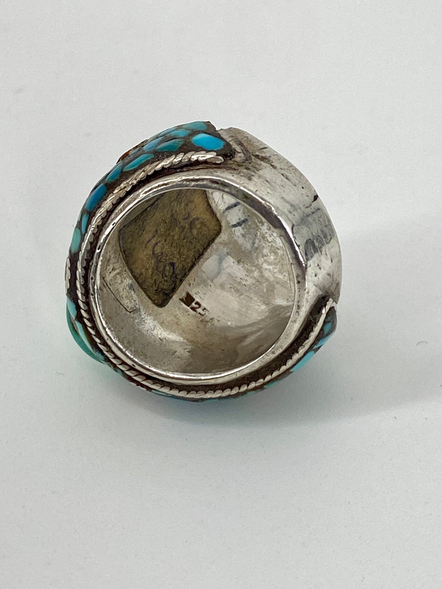 Statement Ring aus 925 Sterling Silber aus Tibet mit Türkis