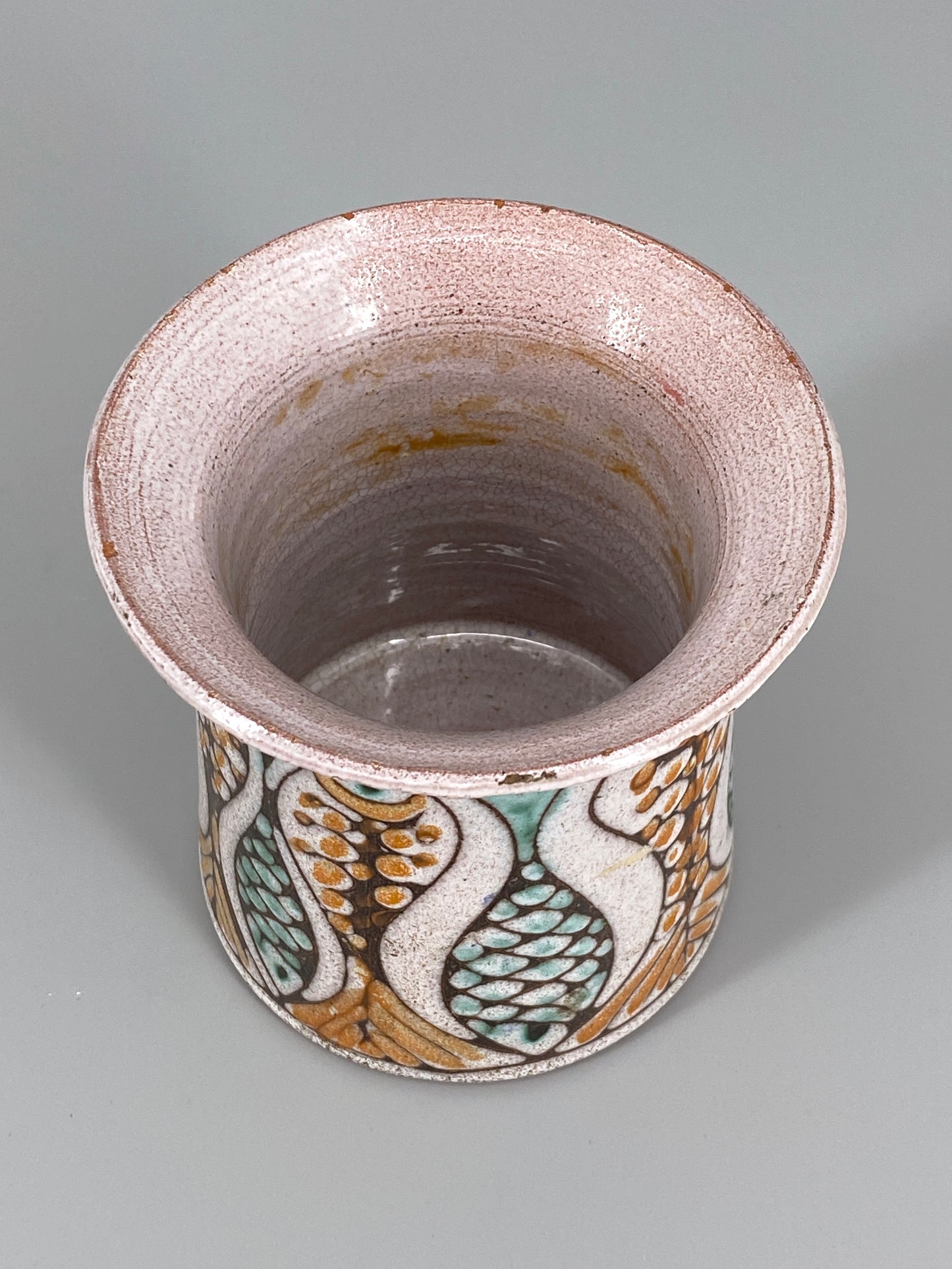 Keramik Vase mit Fischen, vintage