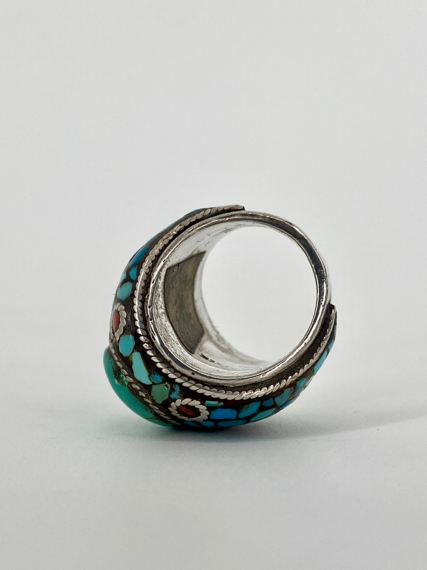 Statement Ring aus 925 Sterling Silber aus Tibet mit Türkis