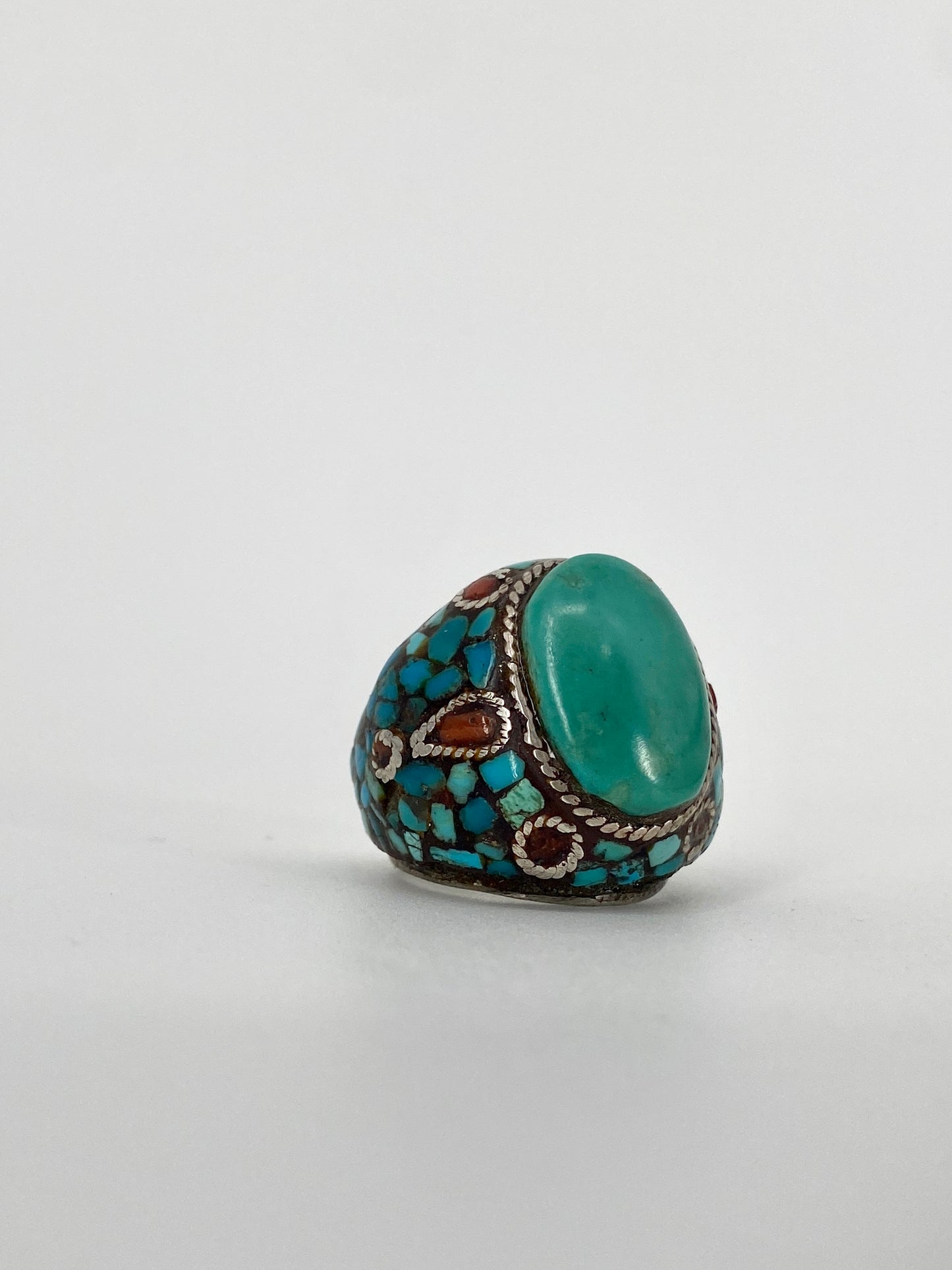 Statement Ring aus 925 Sterling Silber aus Tibet mit Türkis