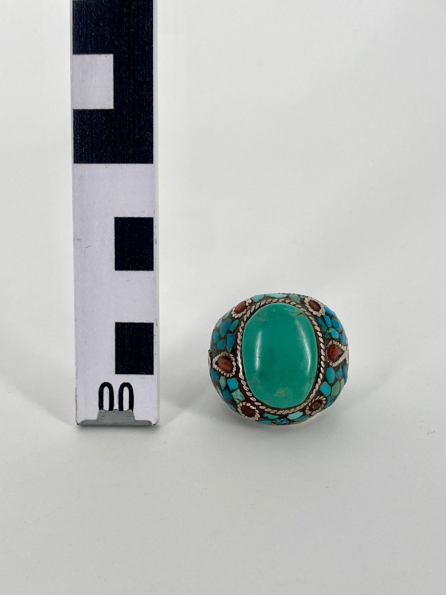 Statement Ring aus 925 Sterling Silber aus Tibet mit Türkis