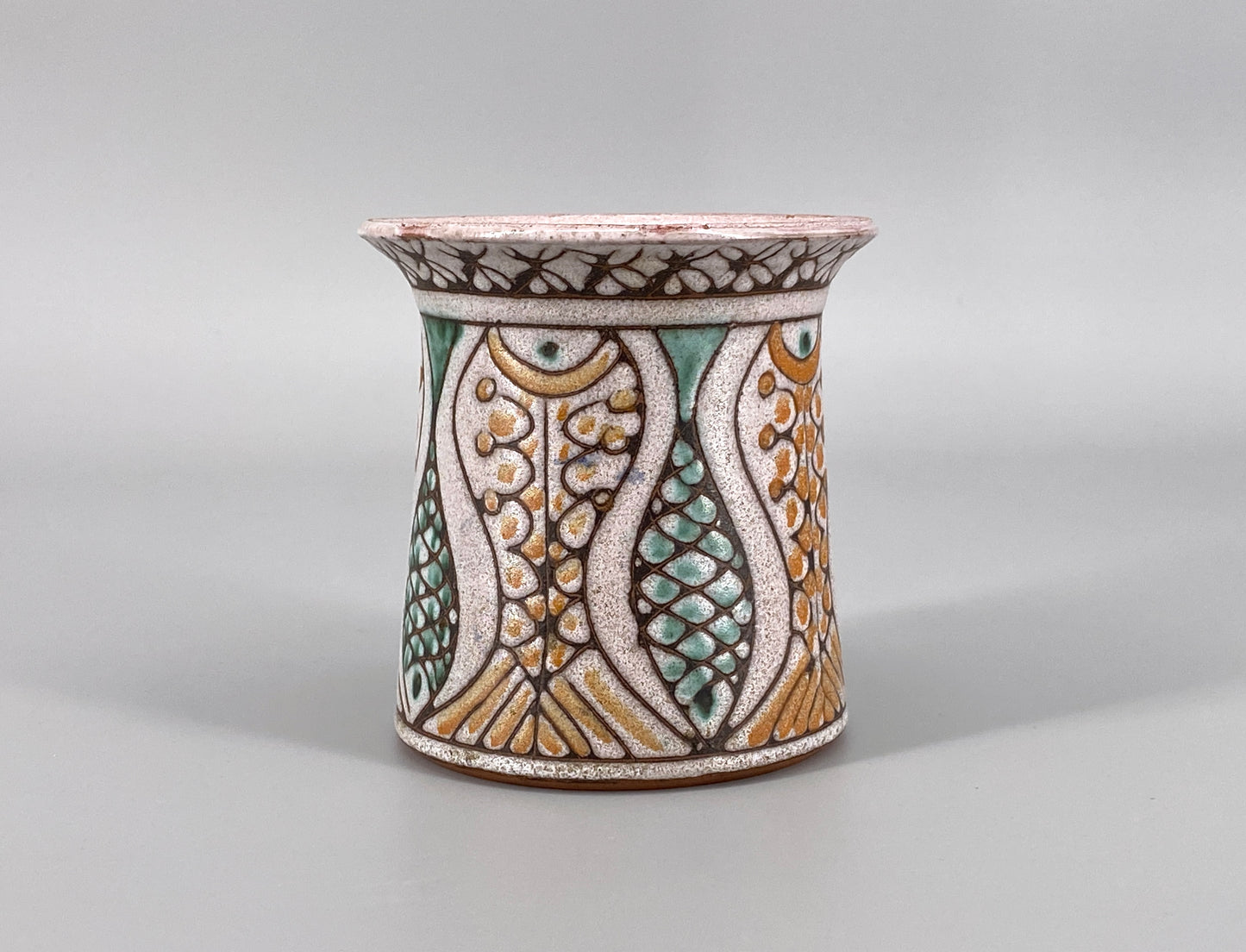 Keramik Vase mit Fischen, vintage