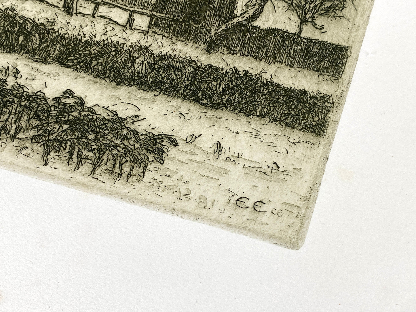 Radierung "Dorf im Schnee" mit Plattenton von Ernst Eitner (1867–1955), Druckplatte aus dem Jahr 1908, Edition der Griffelkunst-Vereinigung, Hamburg 1968