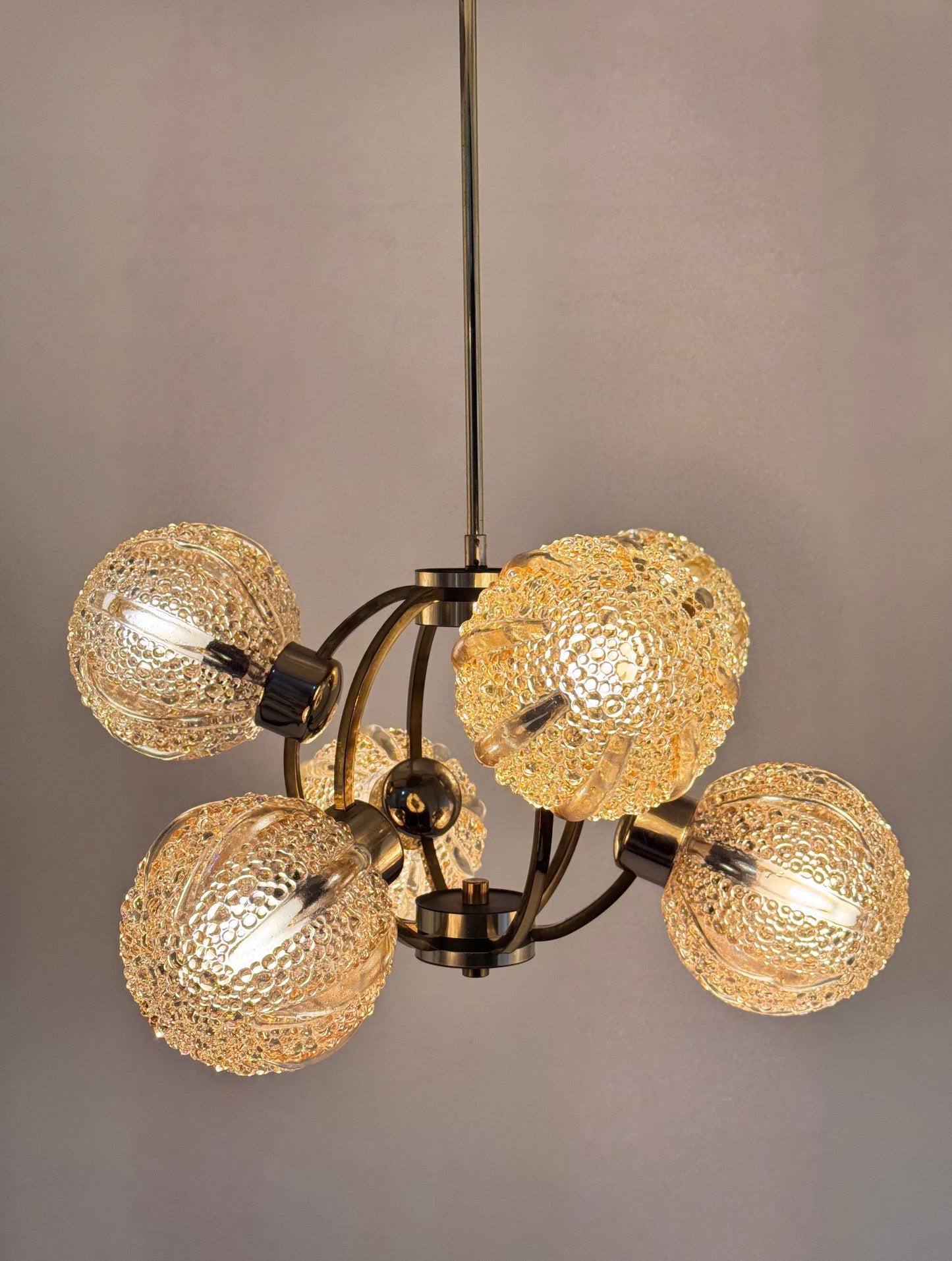 Space Age, Deckenlampe, Richard Essig, 70er, Messing
