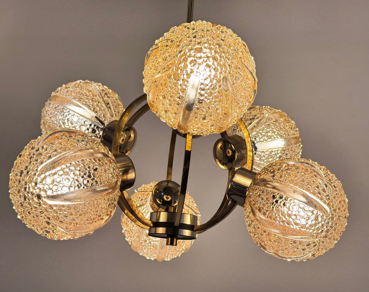 Space Age, Deckenlampe, Richard Essig, 70er, Messing