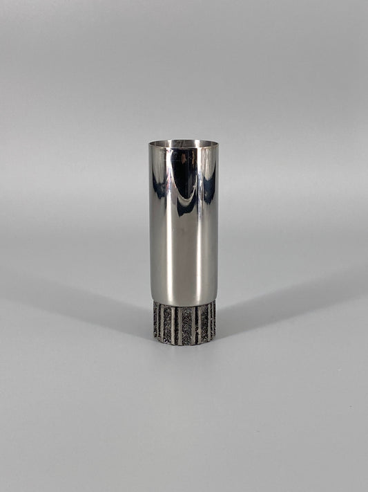 kleine, brutalistische Vase aus Stahl, 70er
